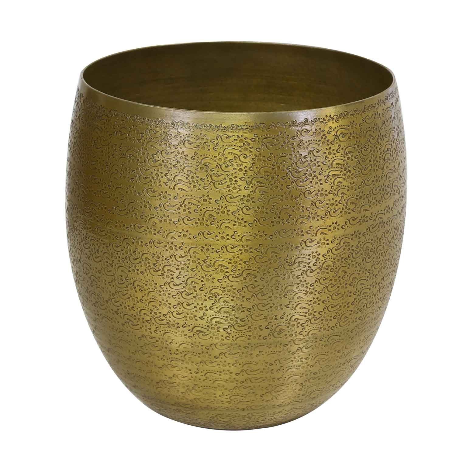 Casa Moro Pflanzkübel Orientalischer Blumentopf Leon Gold Aluminium Pflanzgefäß (Pflanztopf Übertopf - Pflanzentopf), Kunsthandwerk mit Hammerschlag verziert