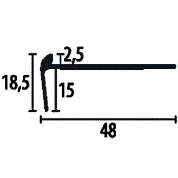 PROVISTON Treppenkantenprofil Aluminium, 48 x 2500 mm, Silber, Treppenkanten- & Winkelprofile
