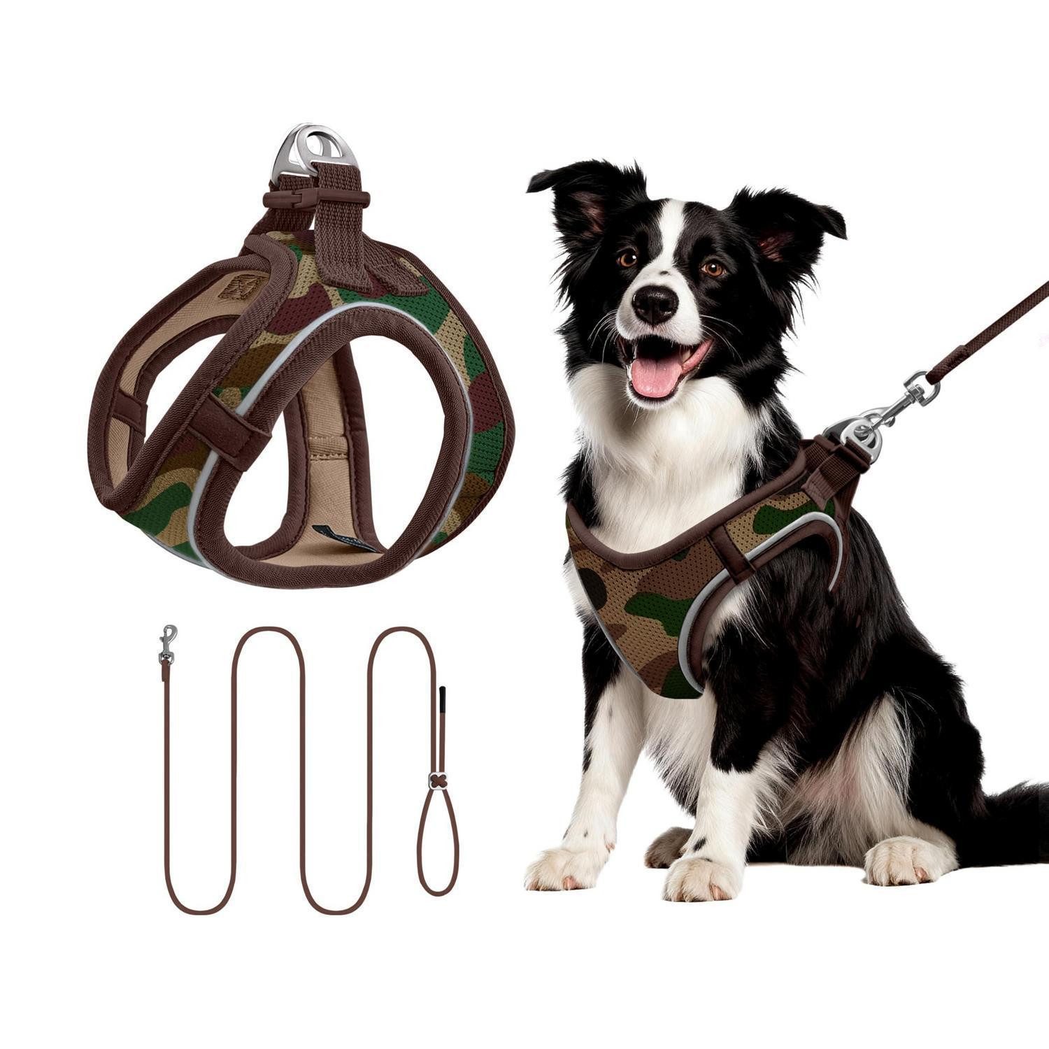 LuxusKollektion Geschirr Hundegeschirr mit Leine Camouflage L Set