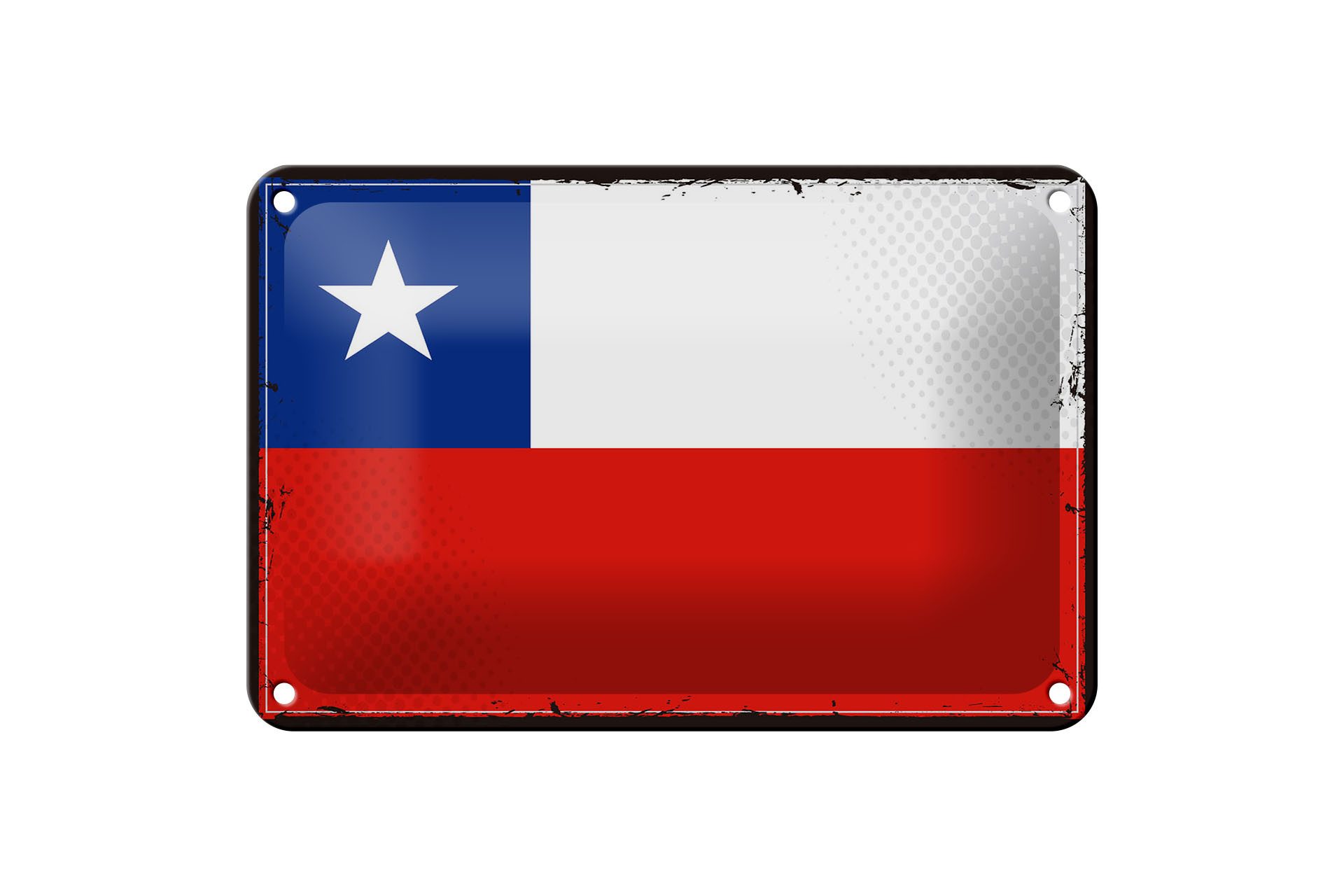 Femer GmbH Metallschild Flagge Chiles 18x12cm Retro Flag of Chile, (1 St), gewölbte Oberfläche, abgerundete Ecken, umgeschlagene Kanten