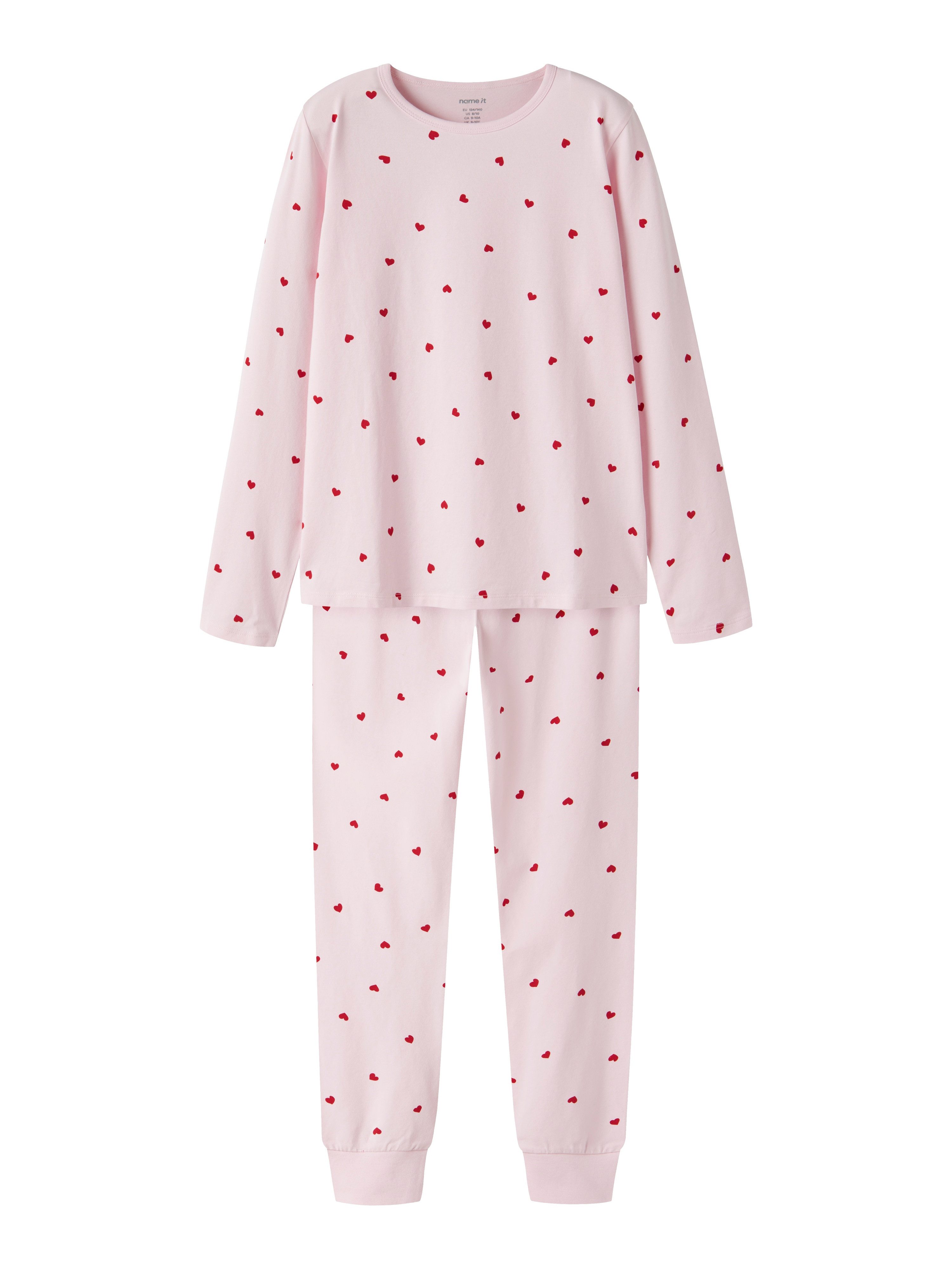 Name It Schlafanzug NKFNIGHTSET PEYOTE HEARTS NOOS (Set, 2 tlg) Baumwollmischung, elastisches Taille