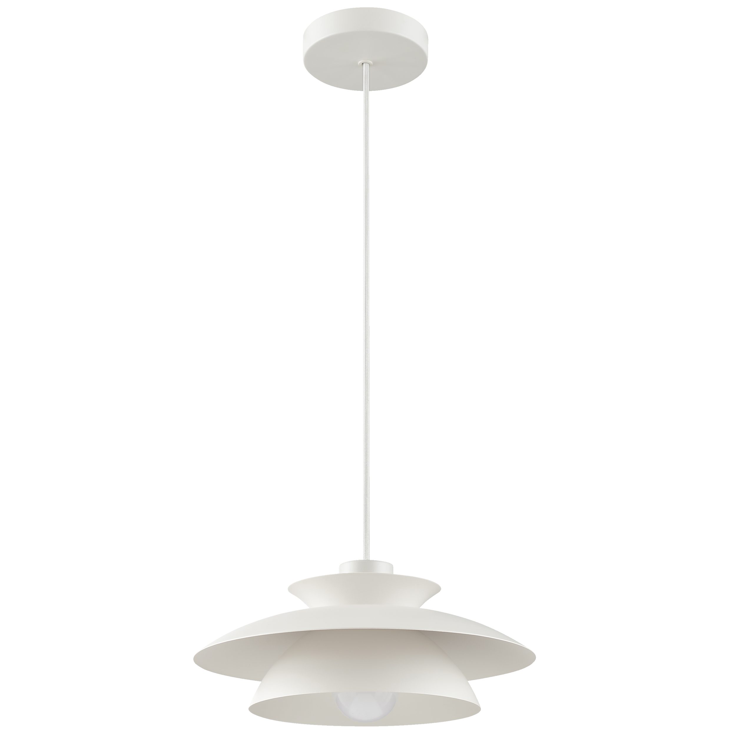 Lightbox Pendelleuchte, ohne Leuchtmittel, Doppelschirm, Ø 30,5 cm, H 120 cm, E27 Fassung, Metall, weiß matt