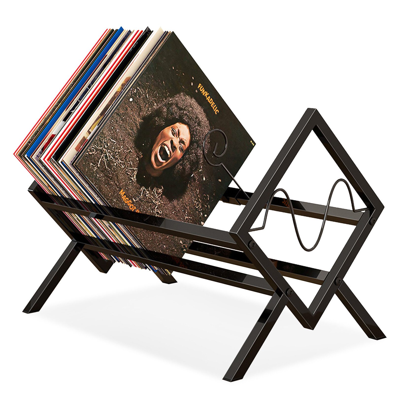 Refined Living Plattenständer Vinyl schallplatten aufbewahrung, Plattenständer Metall, LP Ständer, 1 tlg., Schallplattenständer für 80–100 LPs,Vinyl Schallplatten Display Halter