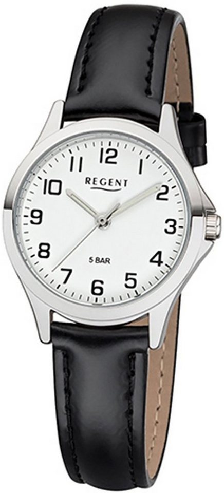 rund, 29mm), Quarz, Armbanduhr 2112418 Quarzuhr Damen Damen Lederarmband Uhr (ca. klein Regent Regent Leder