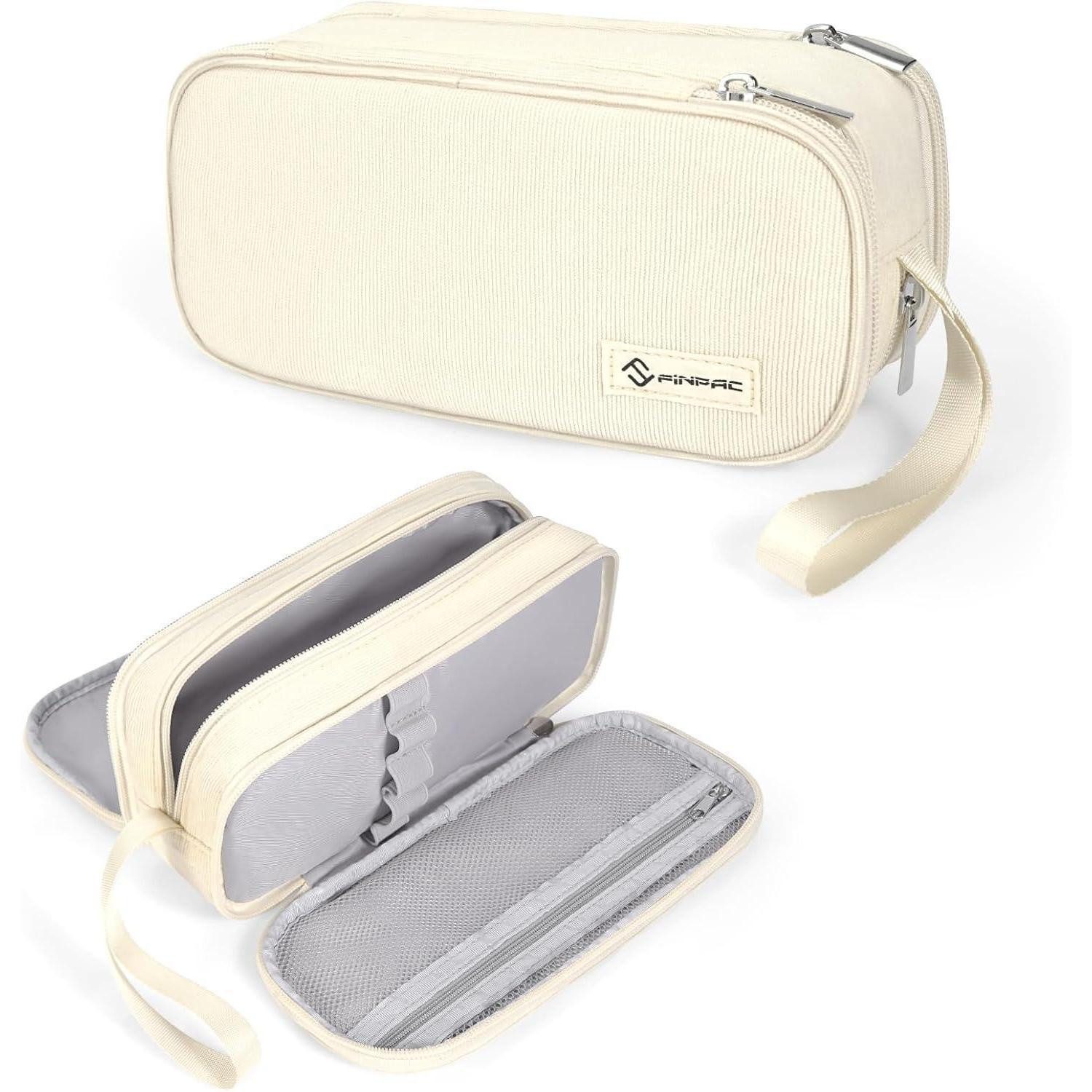 LuxusKollektion Federmäppchen Federmäppchen 3 Fächer Stiftetasche Schlamperbox Schule Beige