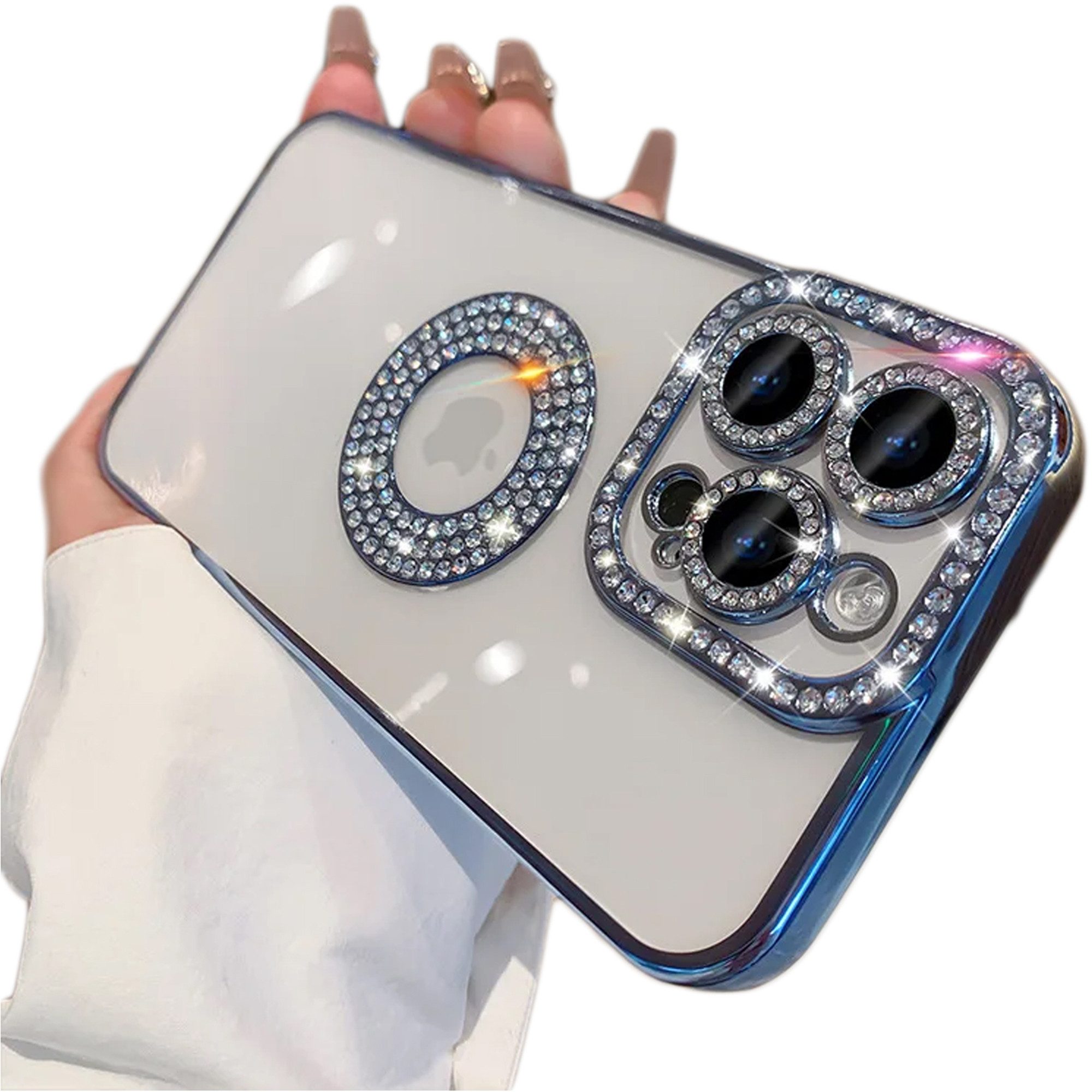 Wörleonline Handyhülle für Apple iPhone 15 Pro Hülle, TPU Handyhülle mit Glitzer Diamanten aus Acryl