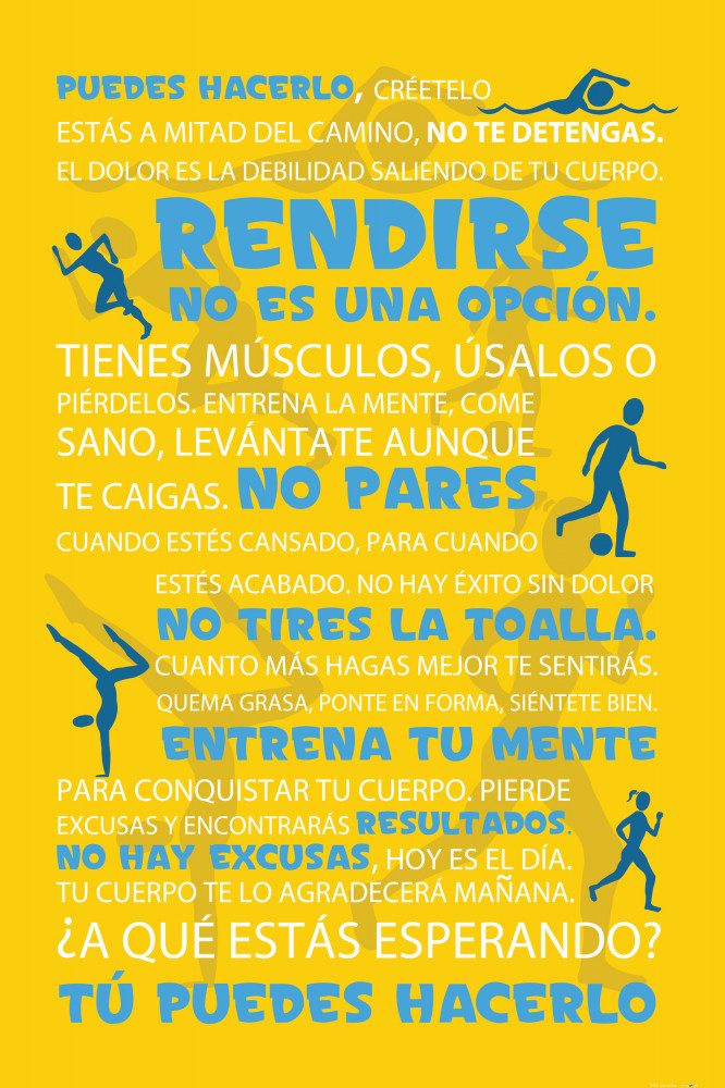 1art1 Poster Motivation Kunstdruck Bild - Fitness, TÃº Puedes Hacerlo