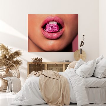 wandmotiv24 Leinwandbild Frauen Lippen, Lippen (1 St), Wandbild, Wanddeko, Leinwandbilder in versch. Größen