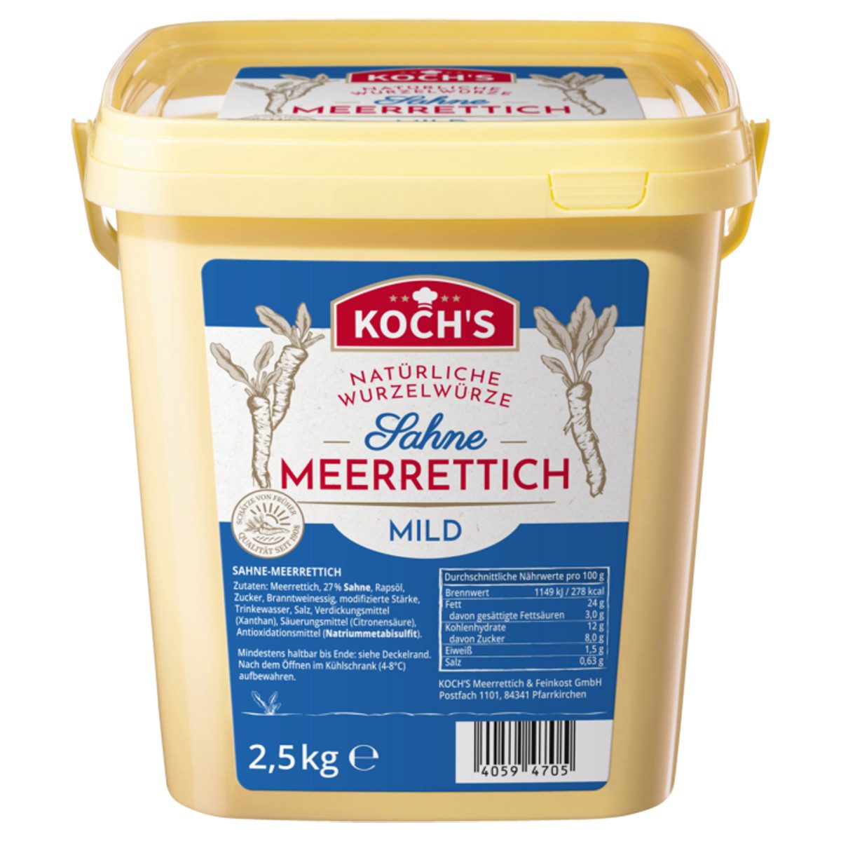Homann Saucen, Kochs Sahnemeerrettich cremig mild servierfertig im Eimer 2500g
