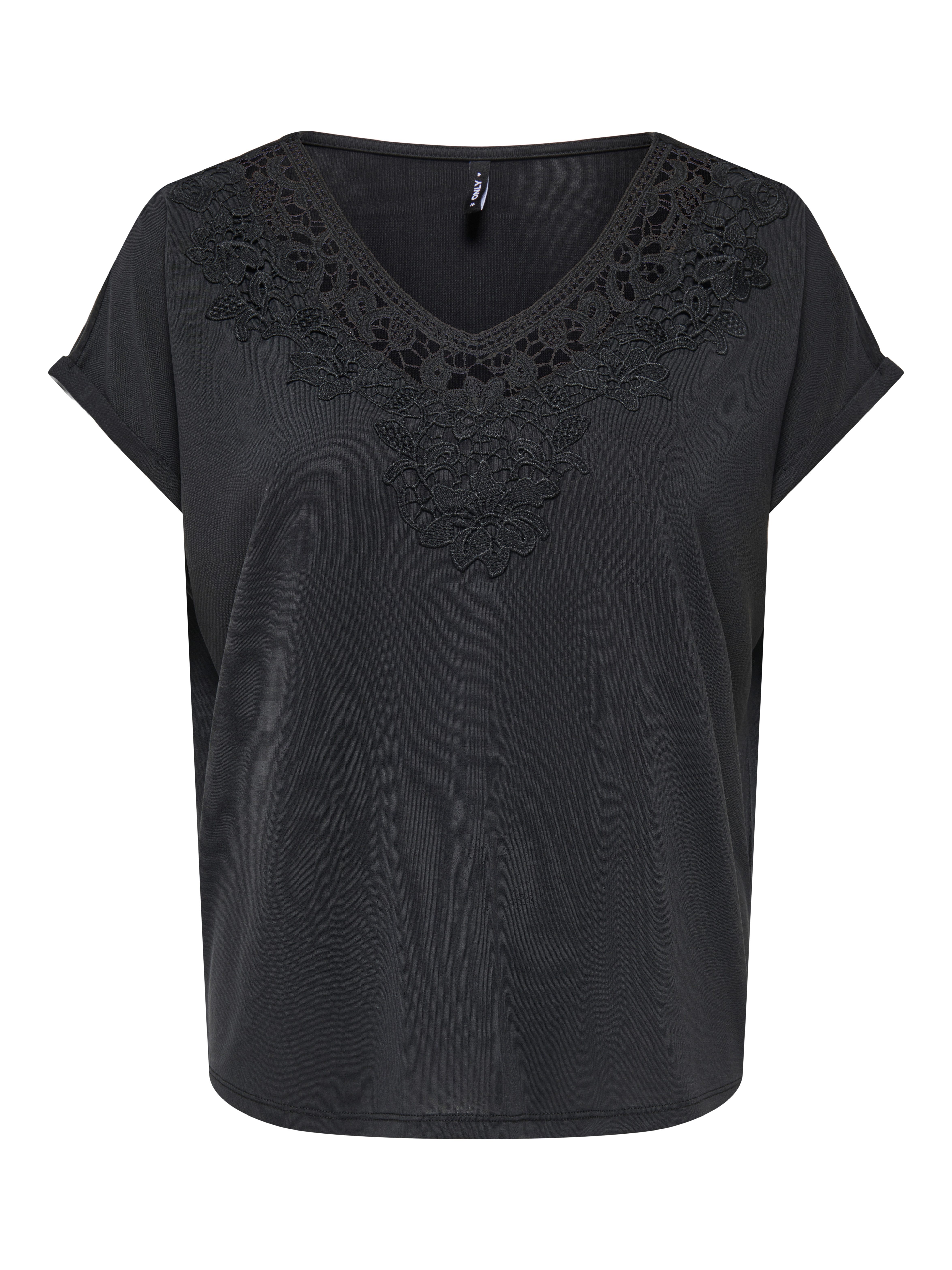V-Shirt ONLFREE S/S CROCHET TOP CS JRS