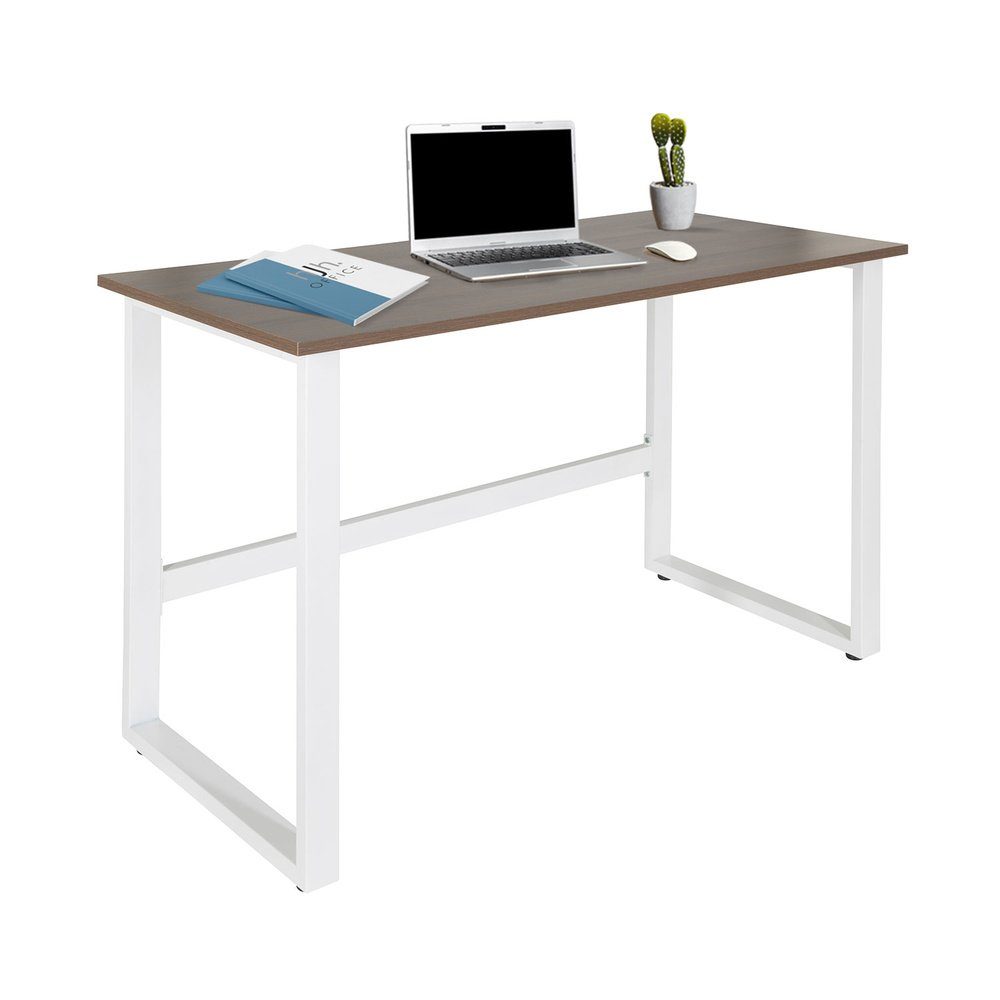 hjh OFFICE Schreibtisch I Computertisch Walnuss/Weiß (1 LIGHT St), Schreibtisch 1 St, WORKSPACE