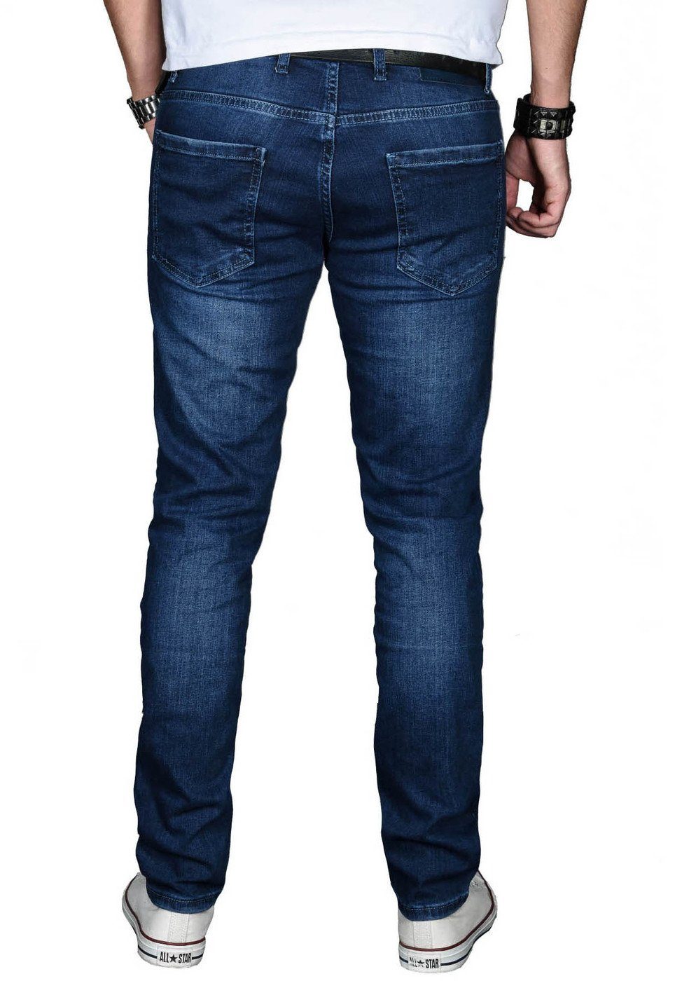 Alessandro Salvarini Straight-Jeans ASMinero Slim mit 2% Fit Elasthan Jeans dunkelblau