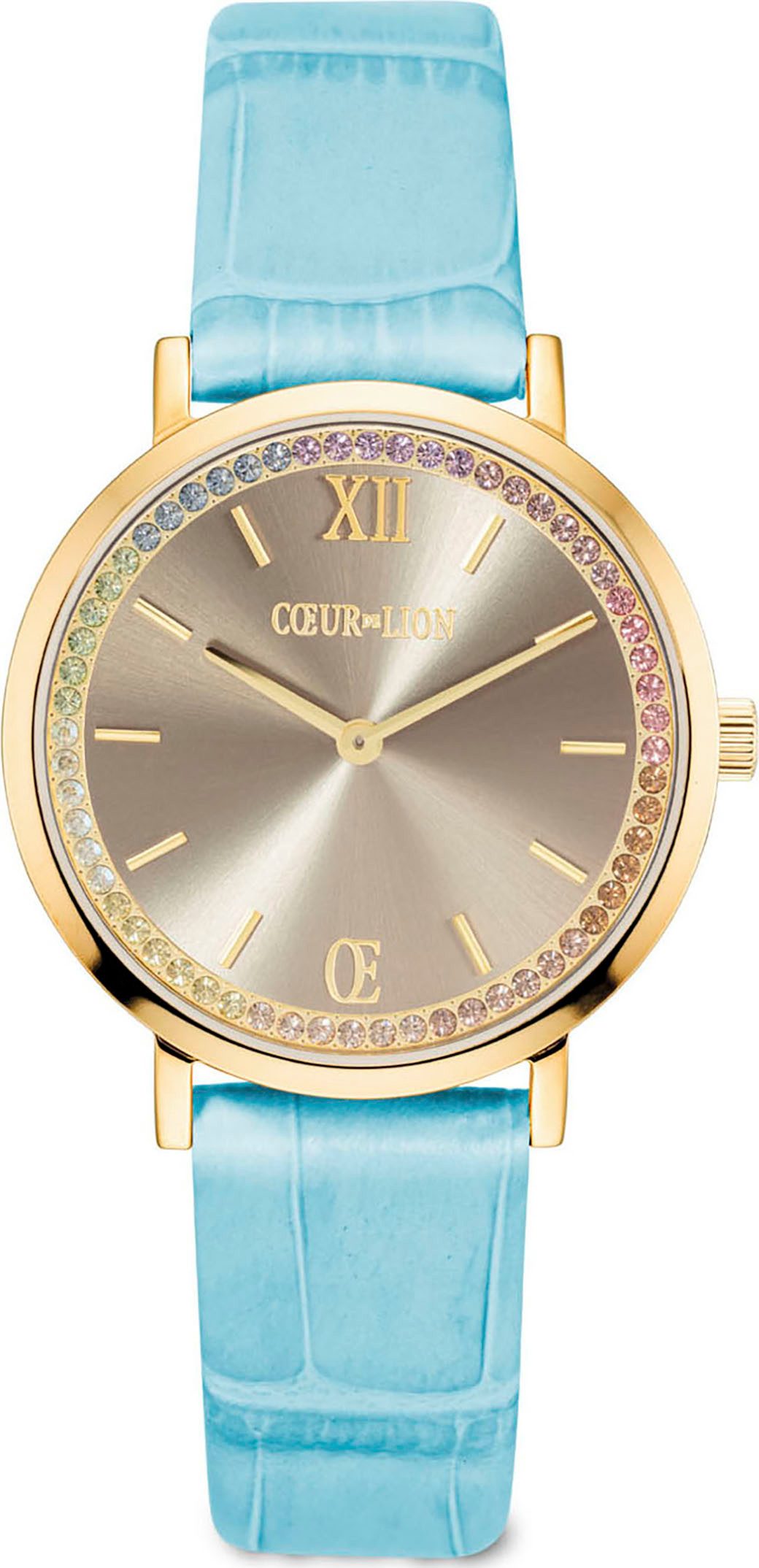COEUR DE LION Quarzuhr 7652/71-0710, Armbanduhr, Damenuhr, Lederarmband, analog, Glaskristalle