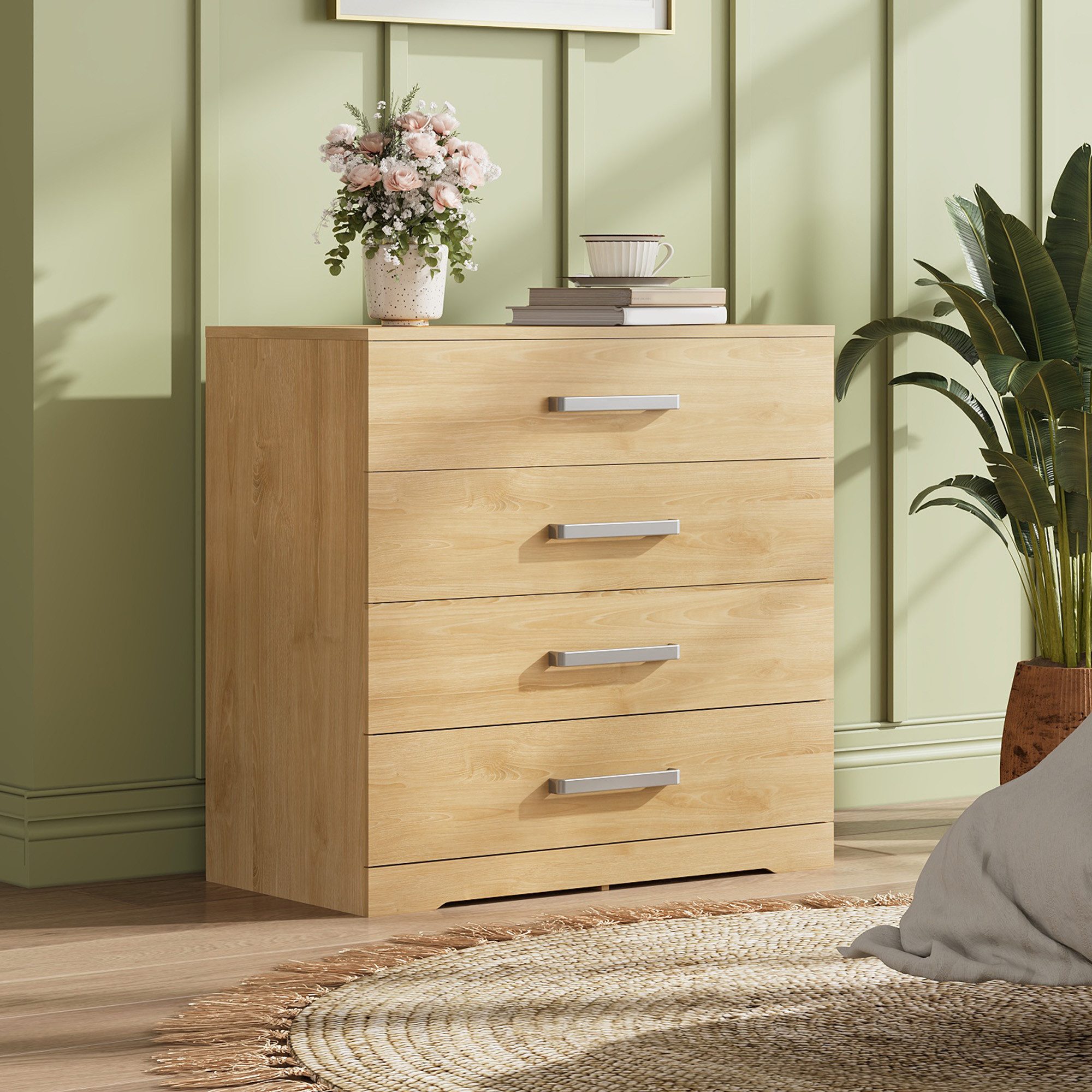WLIVE Kommode mit 4/5 Schubladen, Moderne Schubladenkommode (Packung, Modernes Sideboard mit 3 Schubladen und 4 Fächern, Breite 75 cm), Vielseitiger Schubladenschrank für Schlafzimmer, Flur & Kinderzimmer