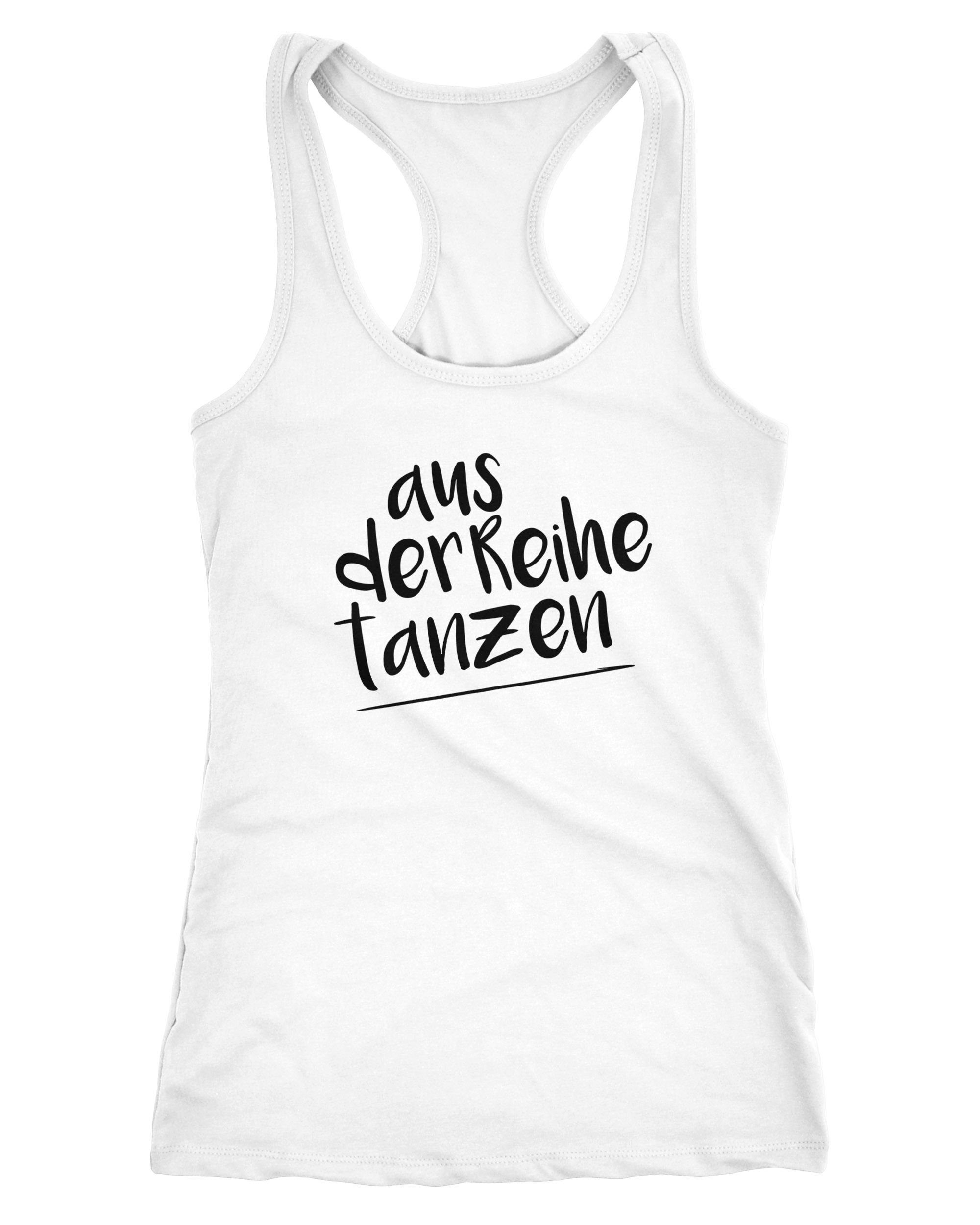 MoonWorks Tanktop Damen Tanktop mit Spruch aus der Reihe tanzen Party Techno Racerback Moonworks®