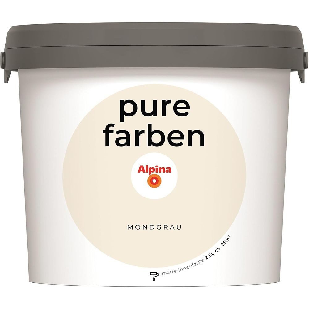 Alpina Wandfarbe Alpina pure farben 2,5 Ltr. Mondgrau Innenfarbe matt