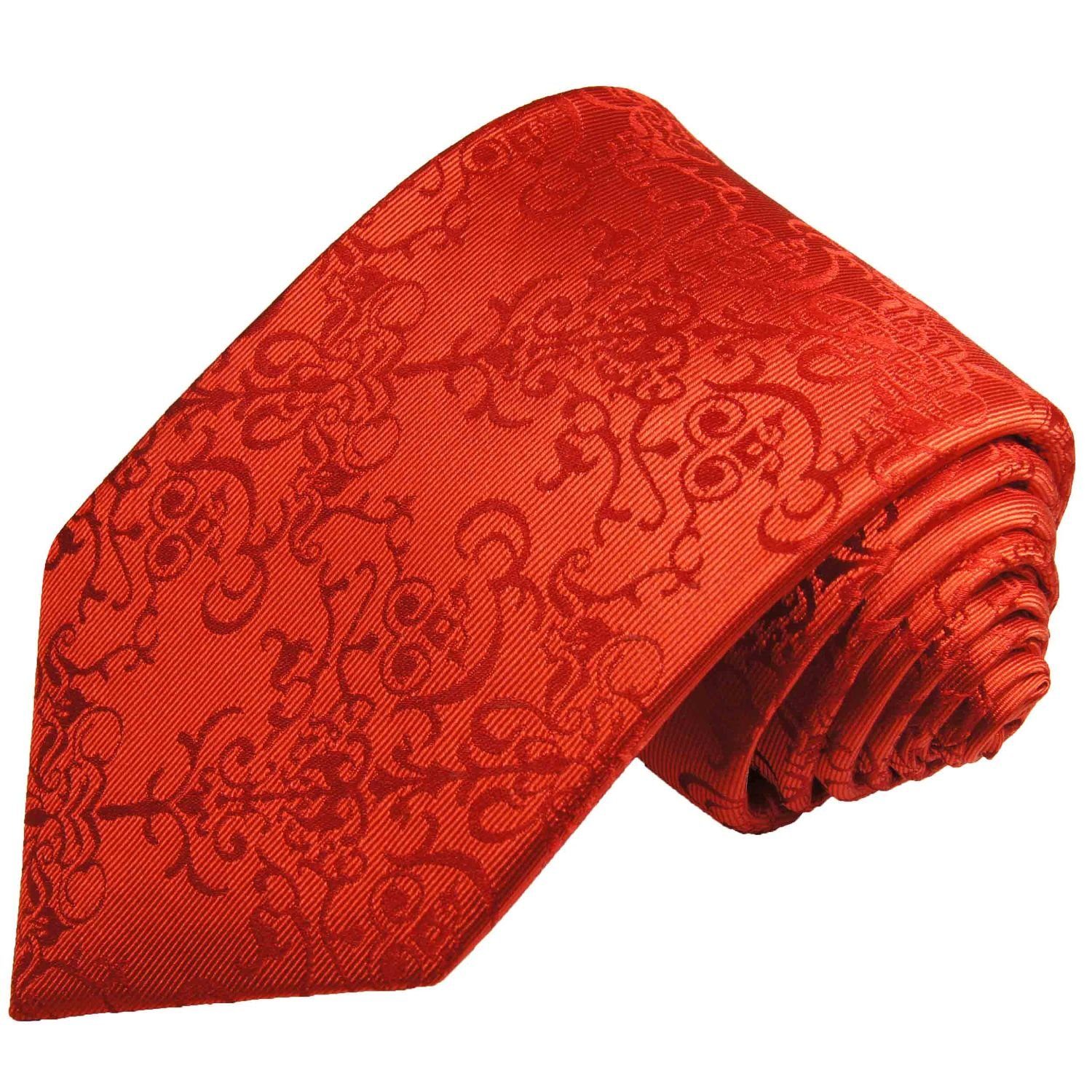 Paul Malone Krawatte Herren Breit 2098 mit Krawatte Seidenkrawatte rot (8cm), Seide 2-St., 100% mit Einstecktuch) (Set, barock Tuch modern
