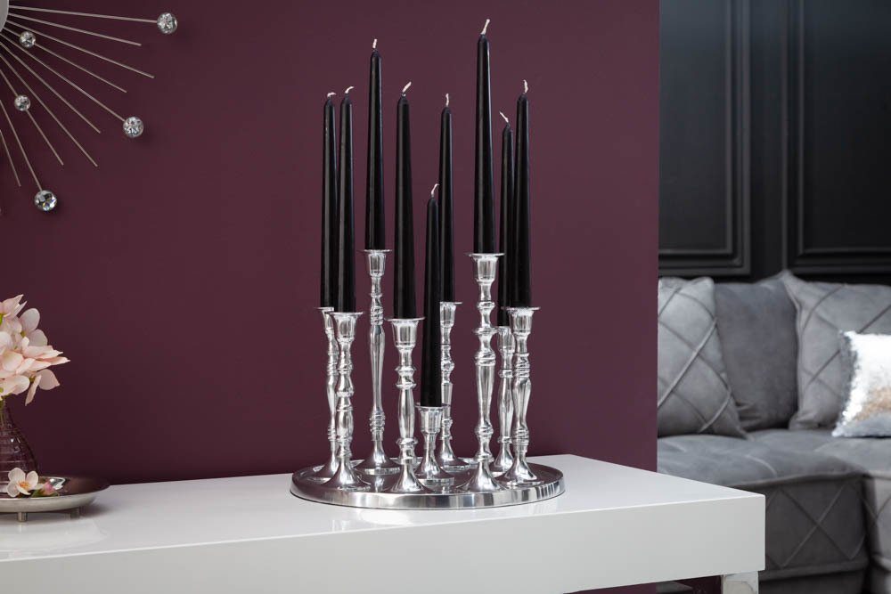 riess-ambiente Kerzenständer MODERN BAROCK 25cm silber, Metall · Kerzenhalter · Deko · Barock-Design