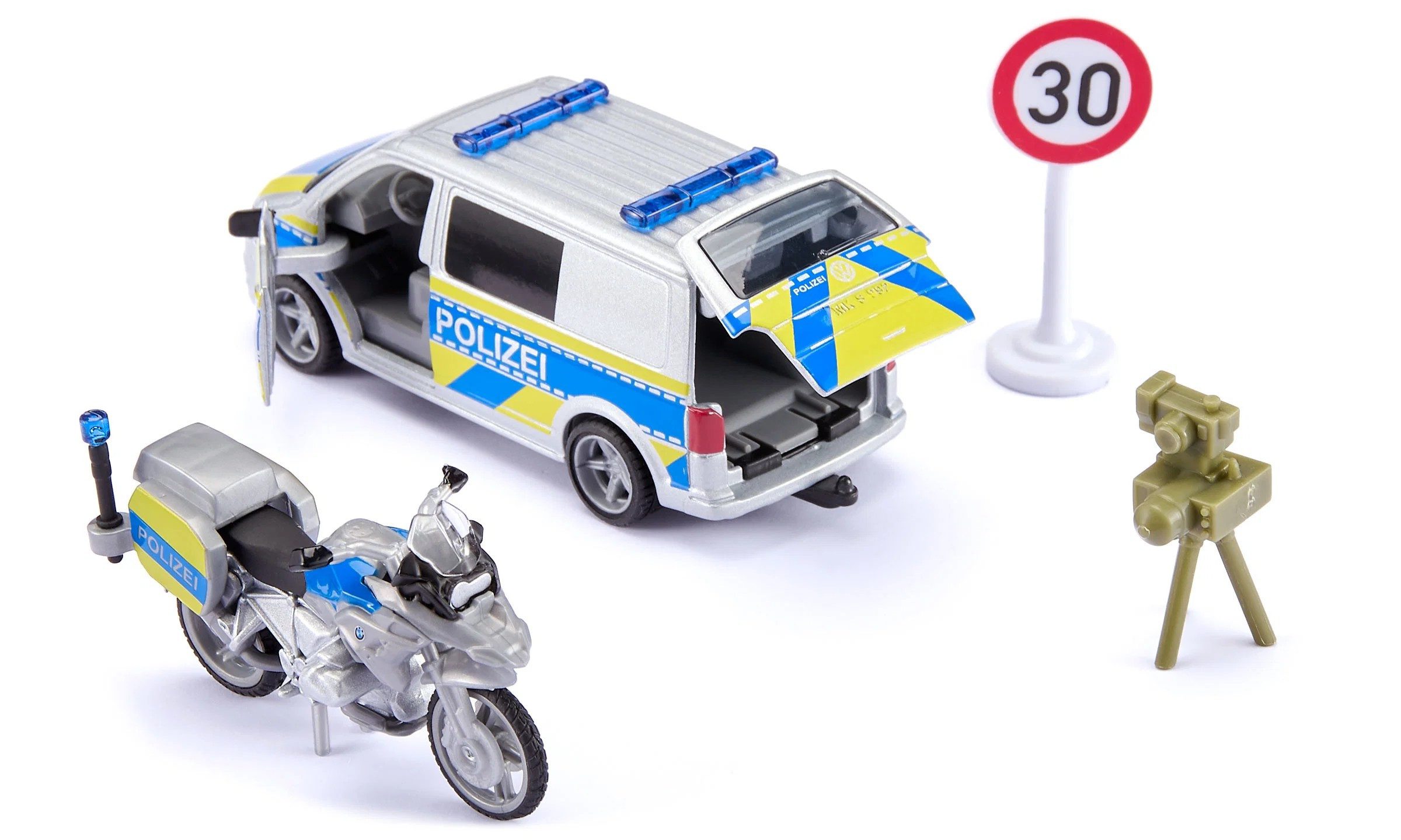 Siku Spielzeug-Auto VW T6 mit BMW Polizeimotorrad