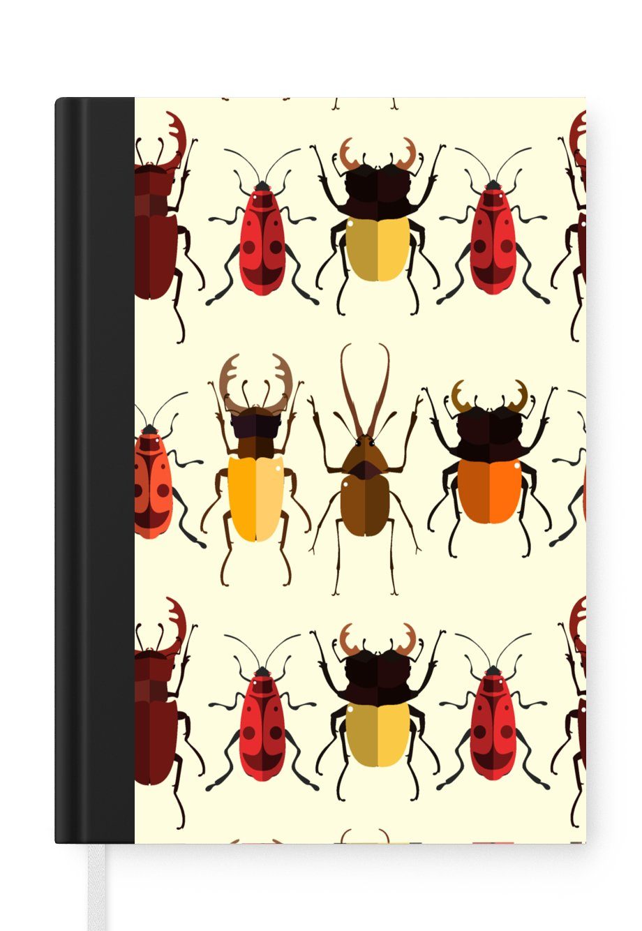 MuchoWow Notizbuch Käfer - Muster - Insekten, Journal, Merkzettel, Tagebuch, Notizheft, A5, 98 Seiten, Haushaltsbuch