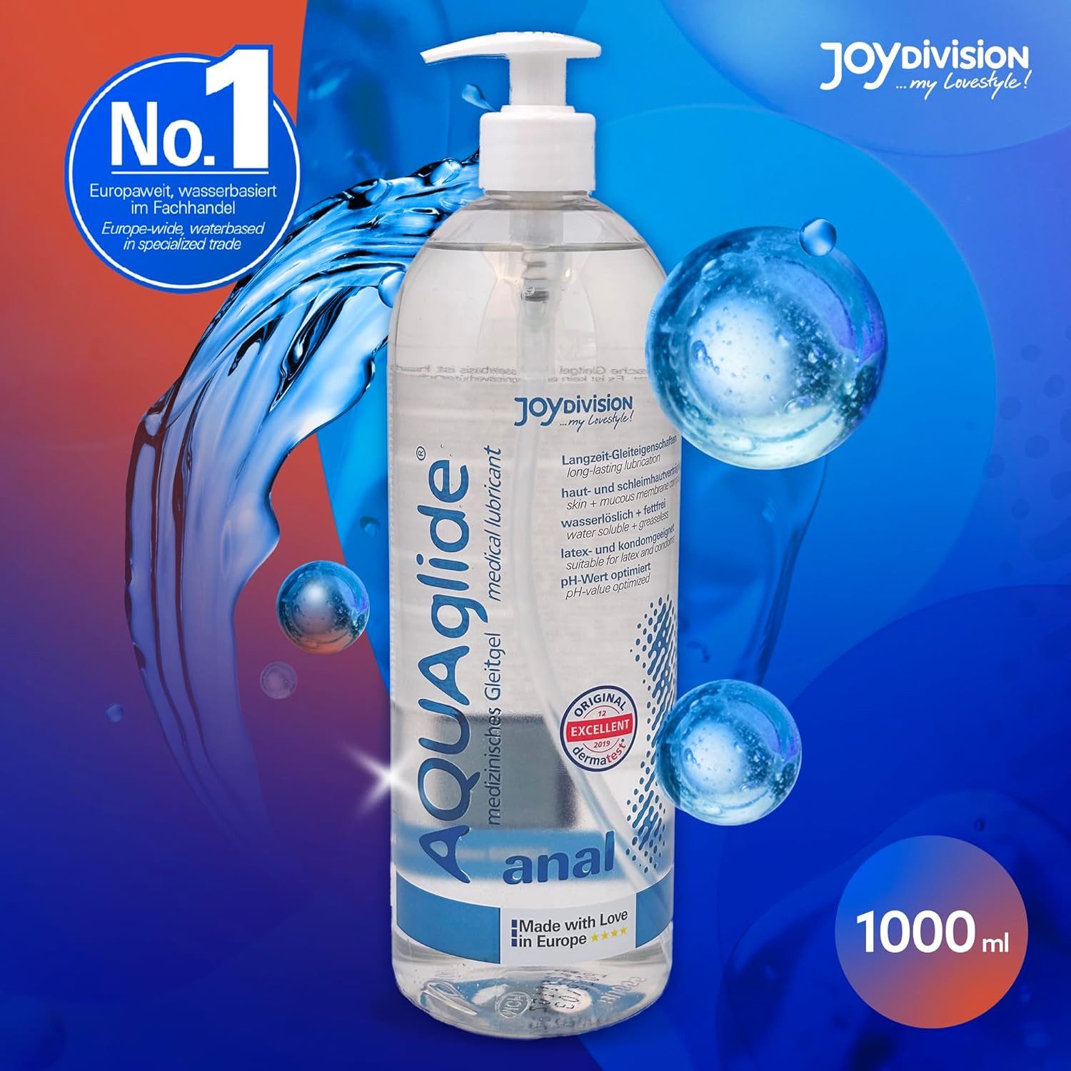 JOYDIVISION Analgleitgel AQUAglide Anal, wasserbasierend, kristallklar, extra viskos, wasserbasierend