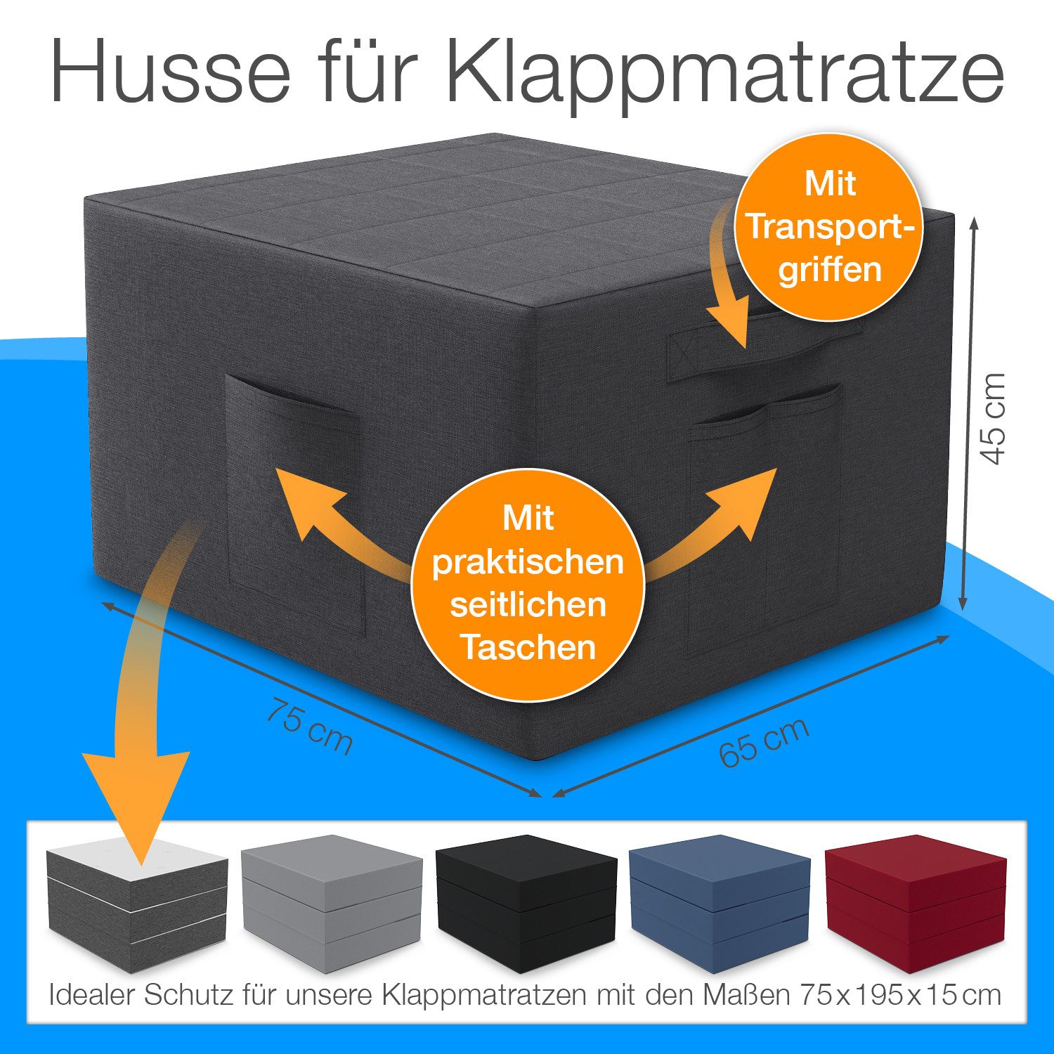 ELONEO Betthusse für Klappmatratze, mit seitlichen günstig online kaufen