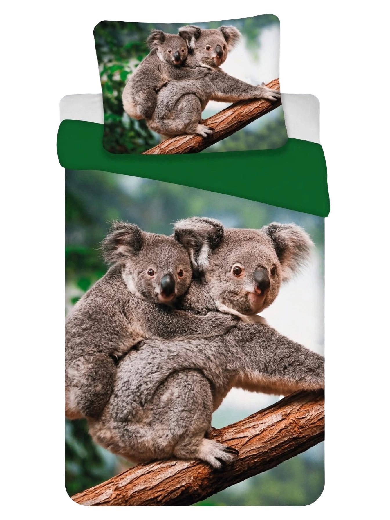 BrandMac Kinderbettwäsche Bettwäsche Set mit Koala 135 x 200 cm + 80 x 80 cm 100% Baumwolle, 2 teilig, Langlebig