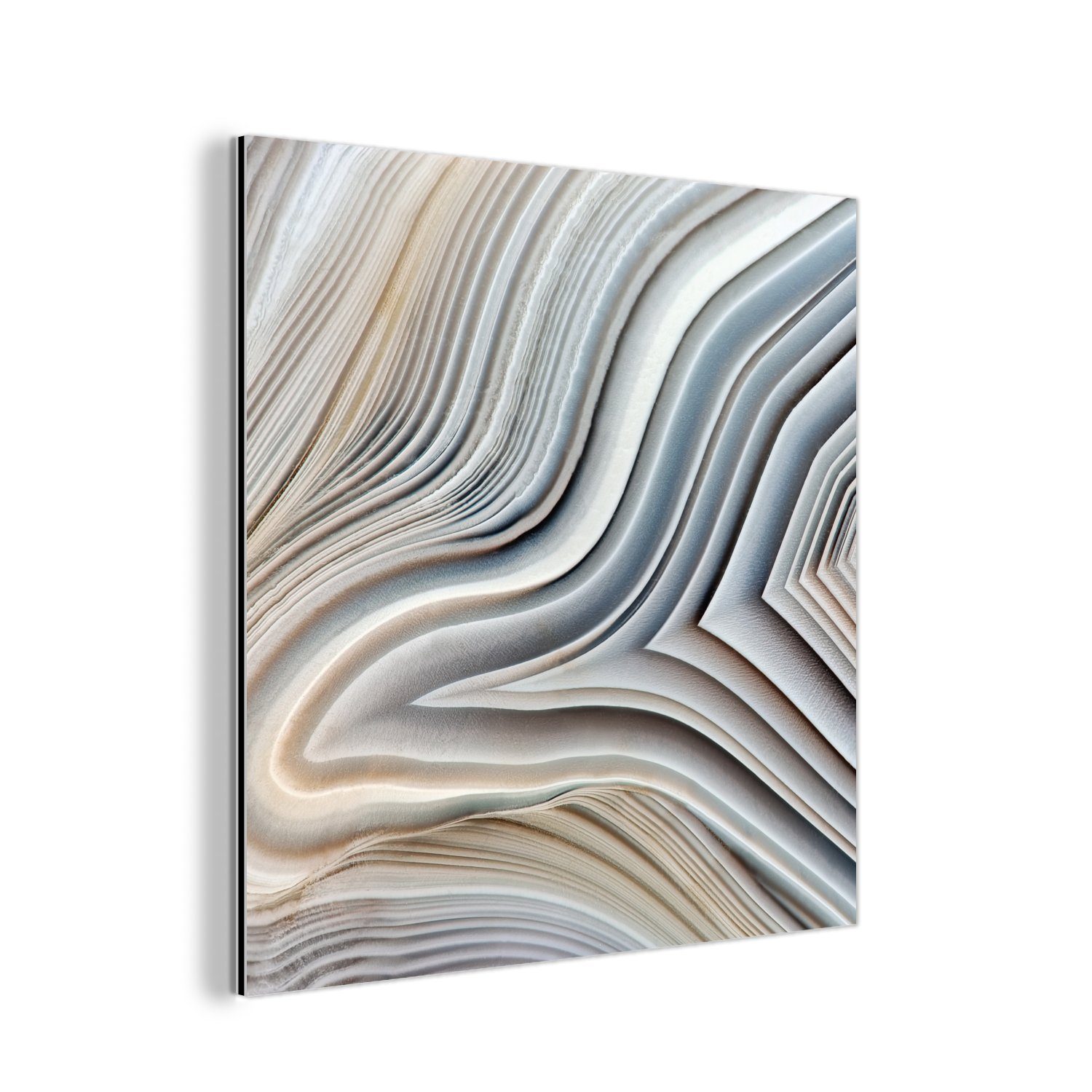MuchoWow Metallbild Marmoroptik - Stein - Linien - Luxus - Marmor, (1 St), Alu-Dibond-Druck, Gemälde aus Metall, Aluminium deko