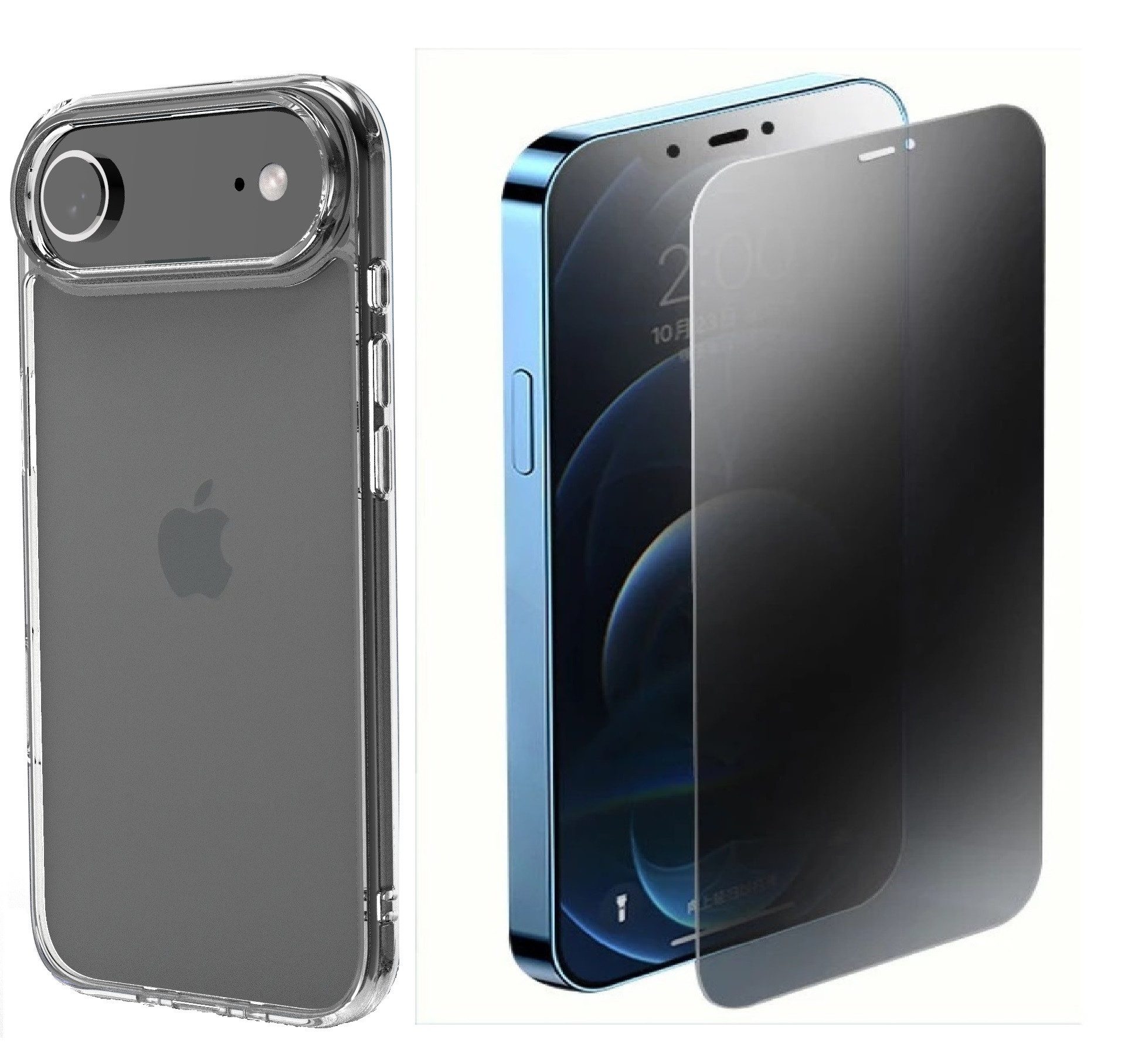 OLi Sichtschutzfolie Transparente Hülle mit Sichtschutzglas Privacy für IPhone 17, (Air / Pro / Pro Max, 2-St., Panzer Schutz Spar Set 2in 1), mit Kamera Schutz Stoßfeste TPU Silikon & Displayschutz