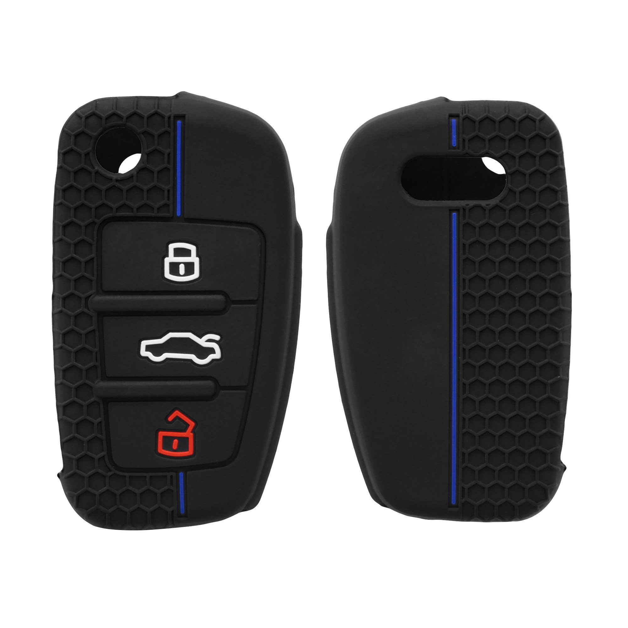 kwmobile Schlüsseltasche Autoschlüssel Silikon Hülle für Audi, Schlüsselhülle  Schlüssel Case Cover, KOMPATIBEL MIT: passend für Audi 3-Tasten  Klappschlüssel