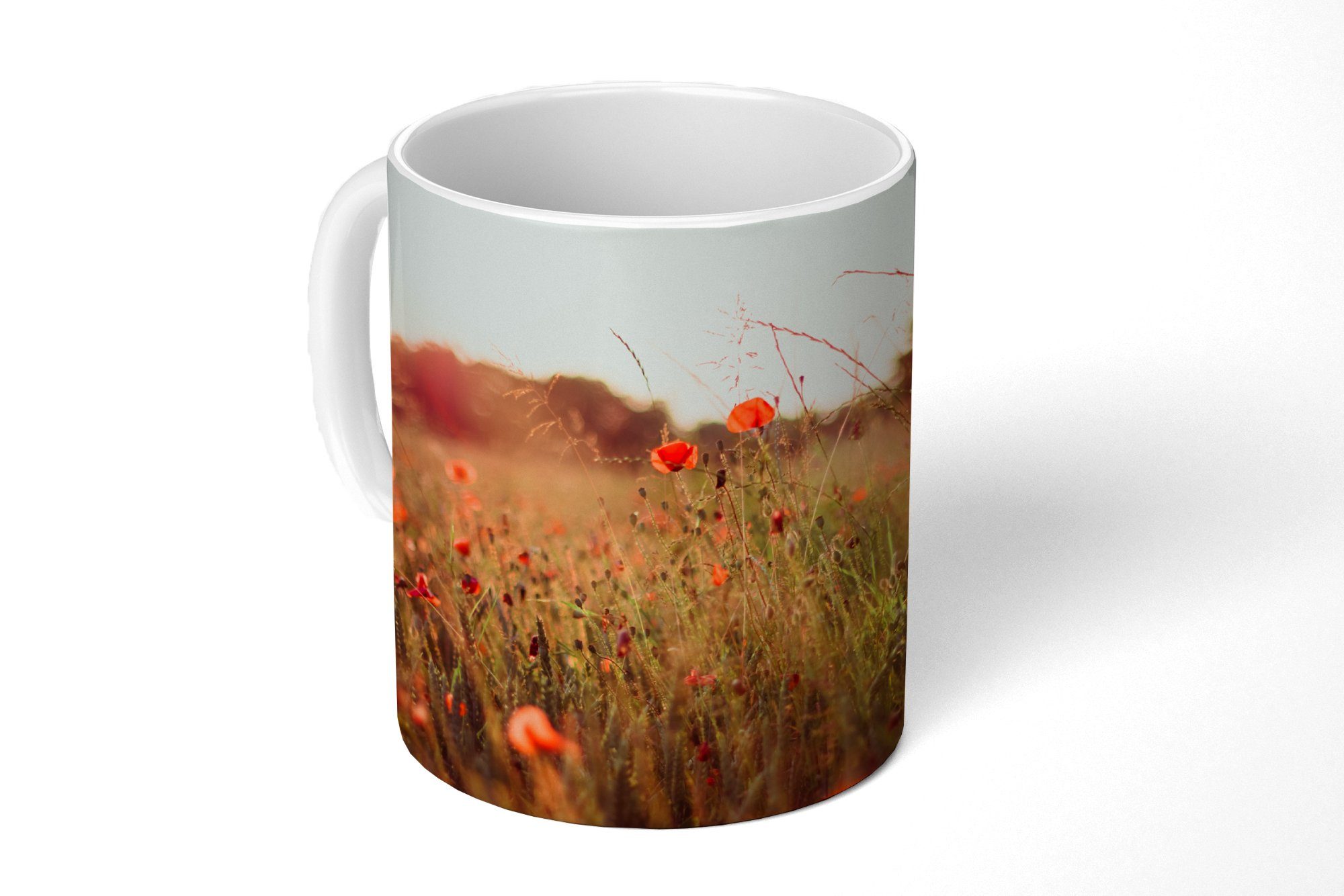 MuchoWow Tasse Sonnenuntergang - Blumen - Rot, Keramik, Kaffeetassen, Teetasse, Becher, Teetasse, Geschenk | Tassen