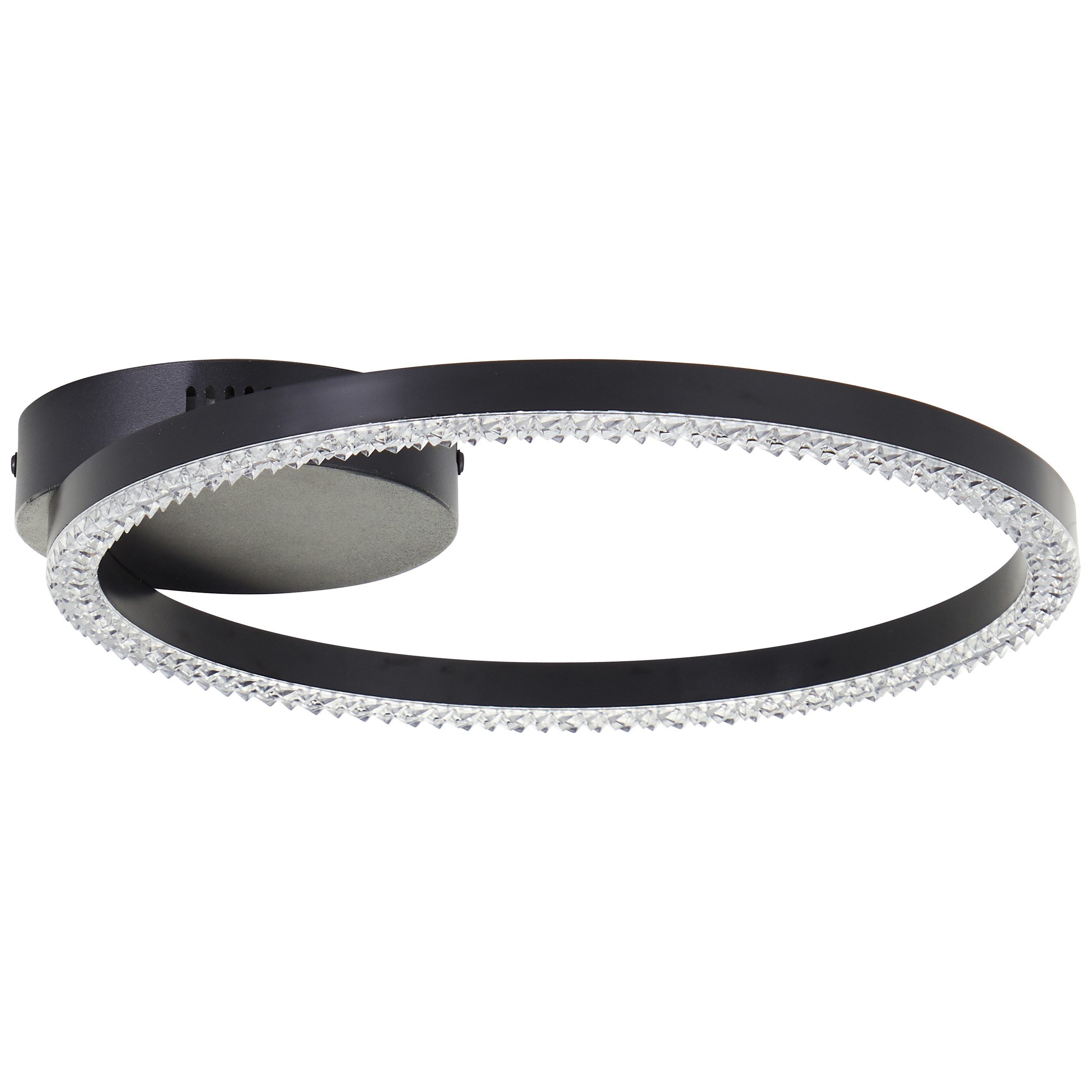 BreLight LED Deckenleuchte Aurelia, LED fest integriert, Warmweiß, Kristalloptik, Ø 30 cm, 1400 lm, 3000 K, Metall/Kunststoff, schwarz