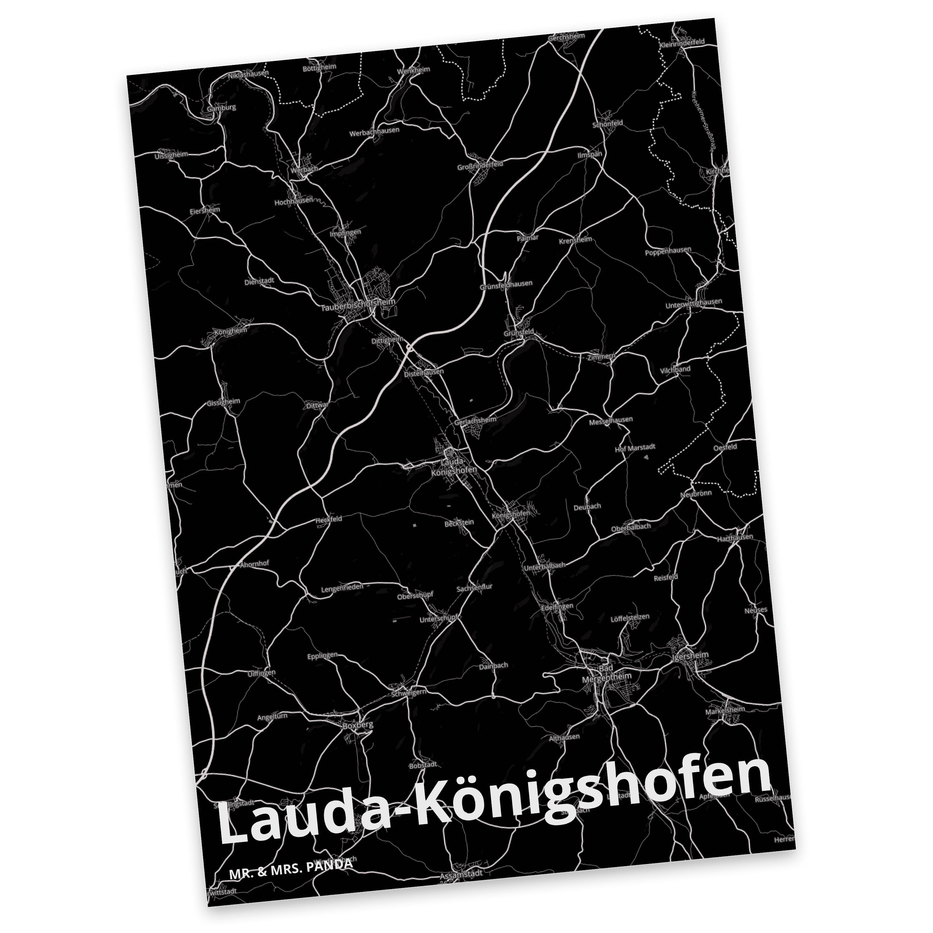 Mr. & Mrs. Panda Postkarte Lauda-Königshofen - Geschenk, Geburtstagskarte, Stadt Dorf Karte Land