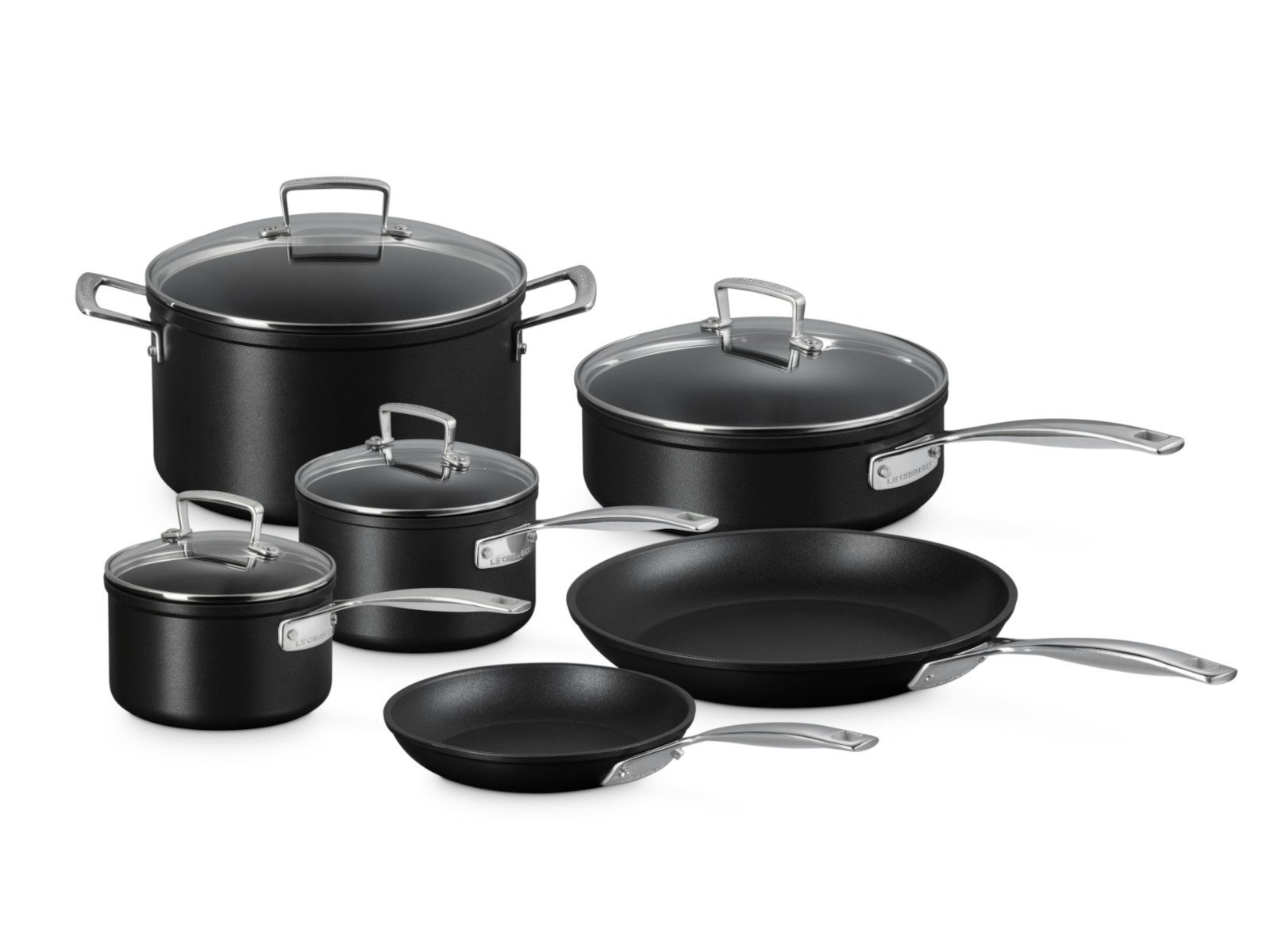 LE CREUSET Geschirr-Set Aluminium-Antihaft Kochgeschirrset 6tlg, Geschmiedetes Aluminium (harteloxiert)
