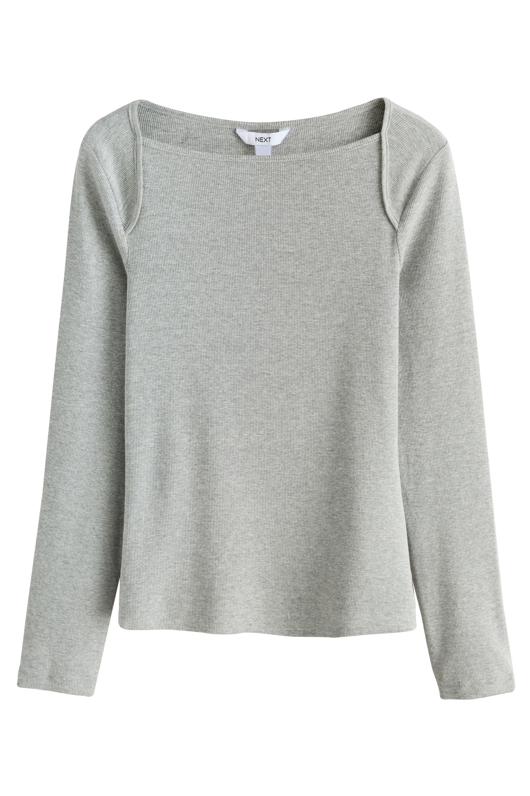 Next Langarmshirt Langärmeliges, geripptes Rundhals-Oberteil (1-tlg)