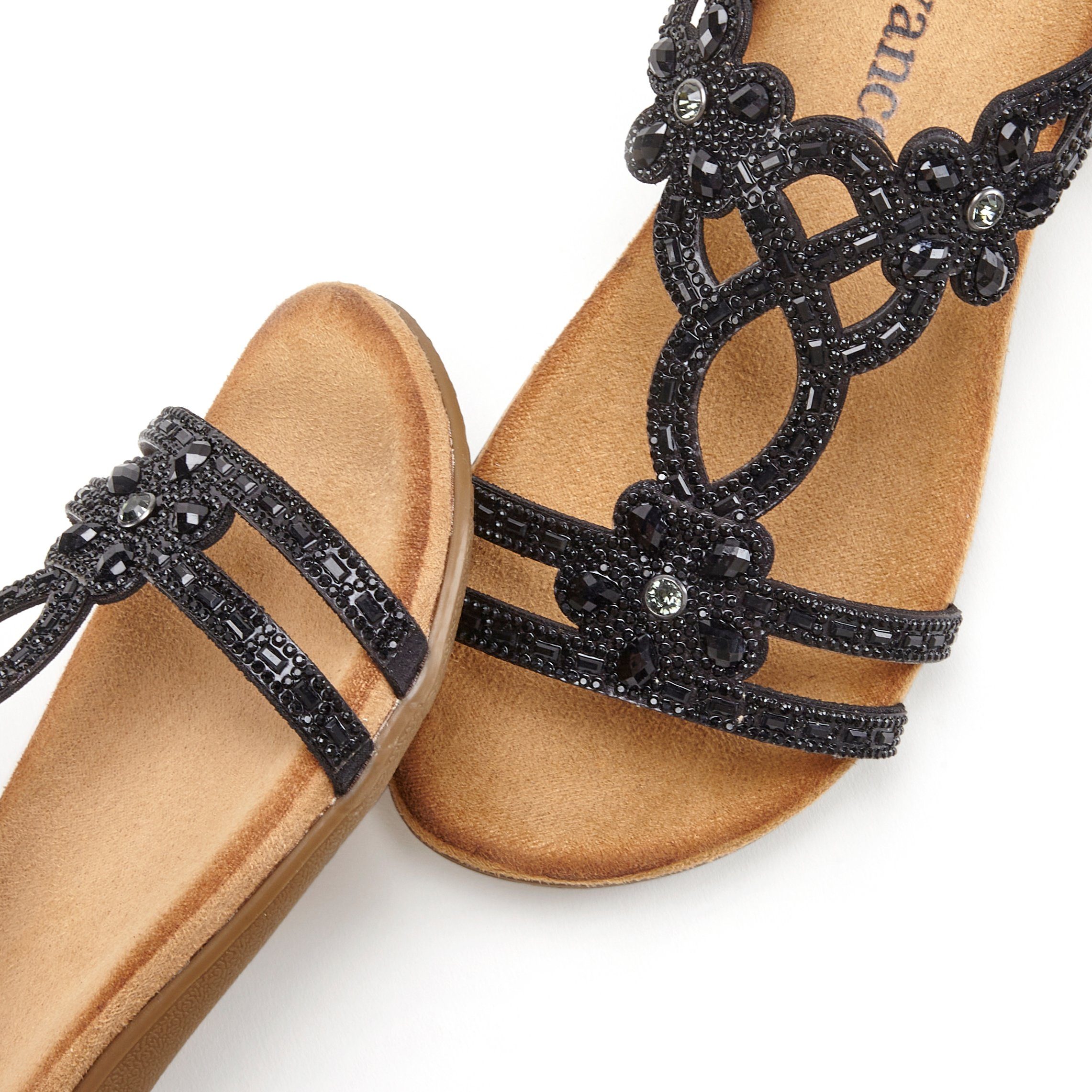 Vivance Sommerschuh Sandale Sandalette, Sommerschuh mit elastischen Riemen & Glitzersteinen VEGAN