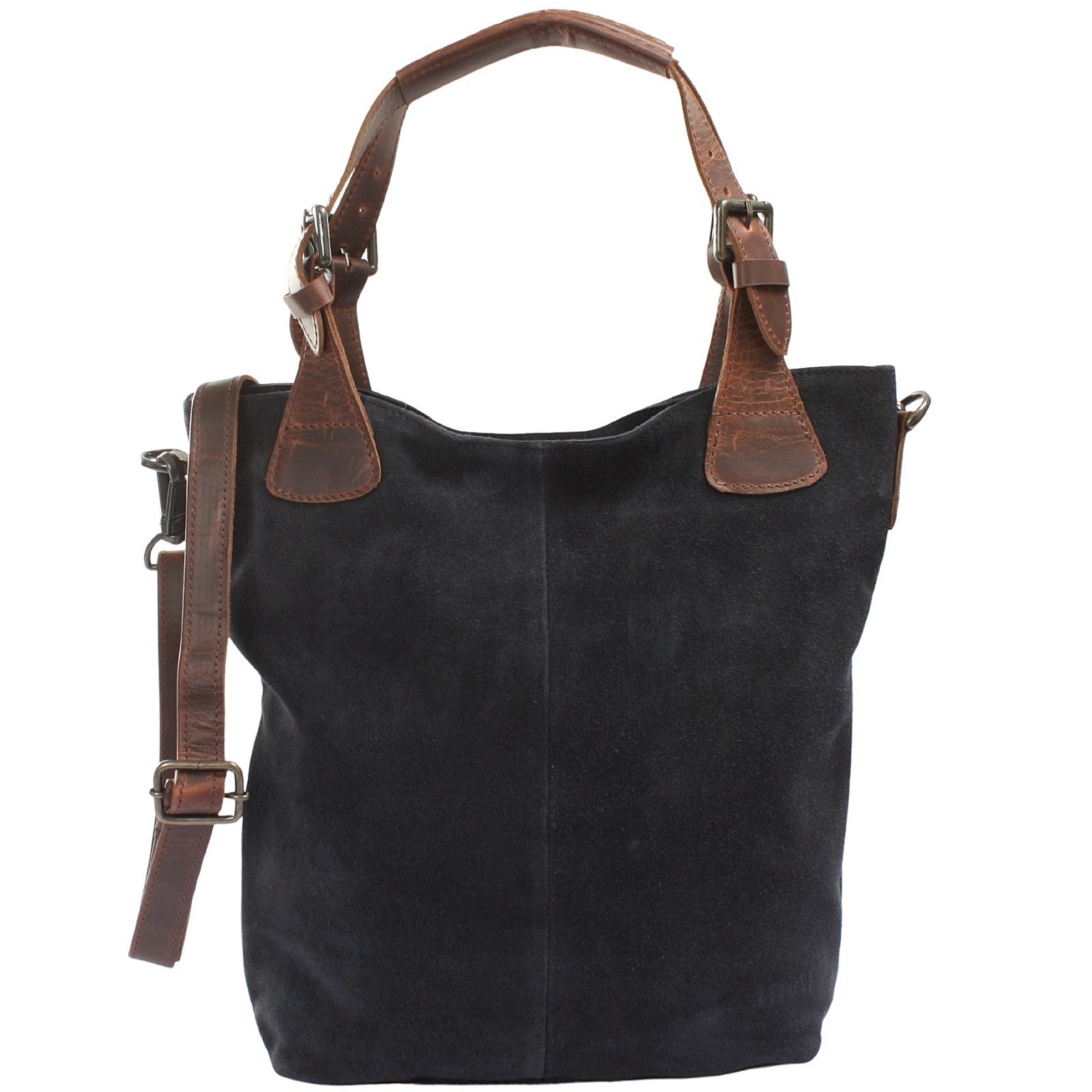 LECONI Schultertasche Henkeltasche Damentasche Handtasche für Damen Leder Shopper LE0054-VL, weiches Wildleder - geflochtene Henkel - verstellbarer Tragegurt