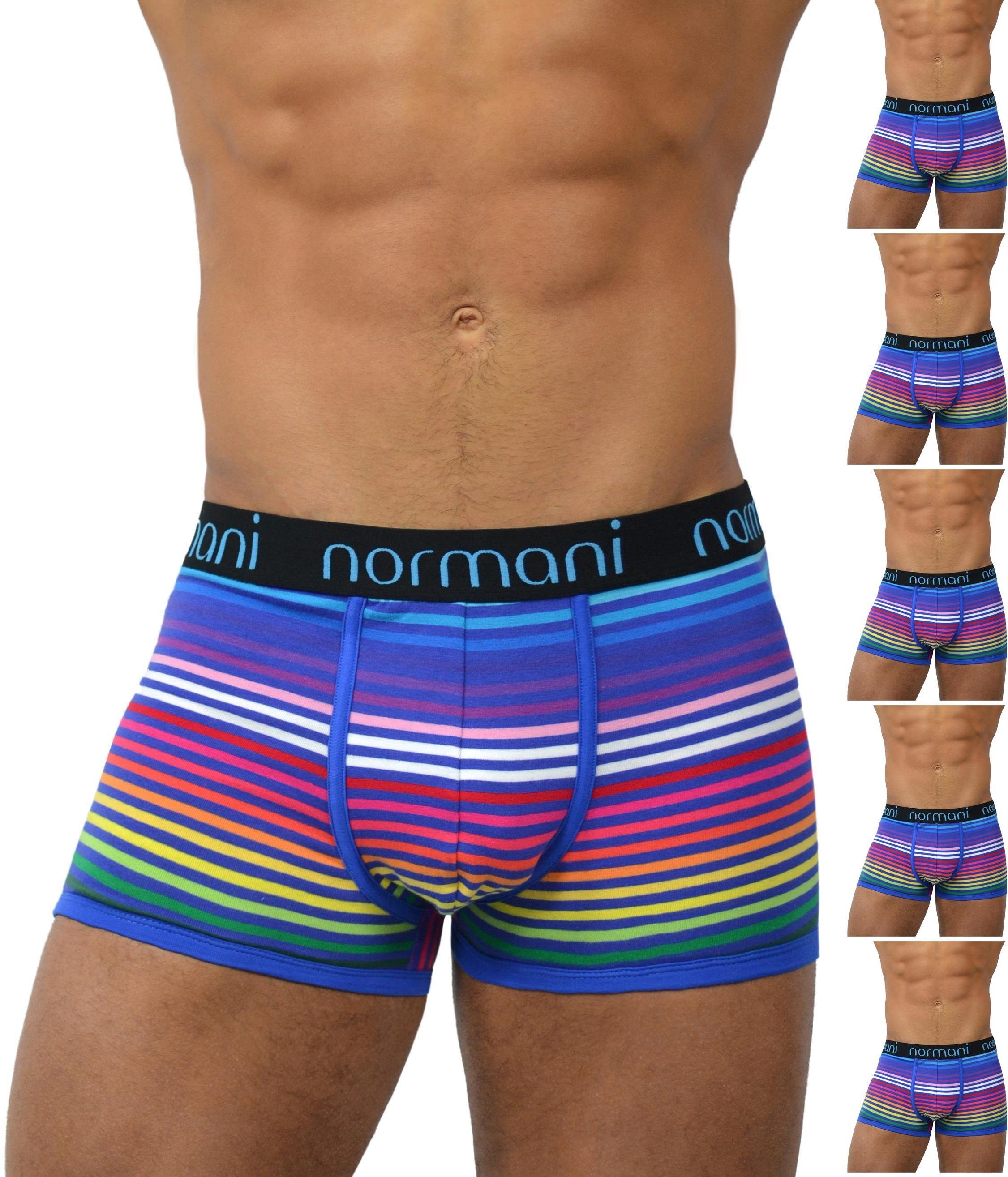 normani Retro Boxer 6 Stück Retro Boxershorts aus Baumwolle Unterhose aus atmungsaktiver Baumwolle Rainbow Stripes