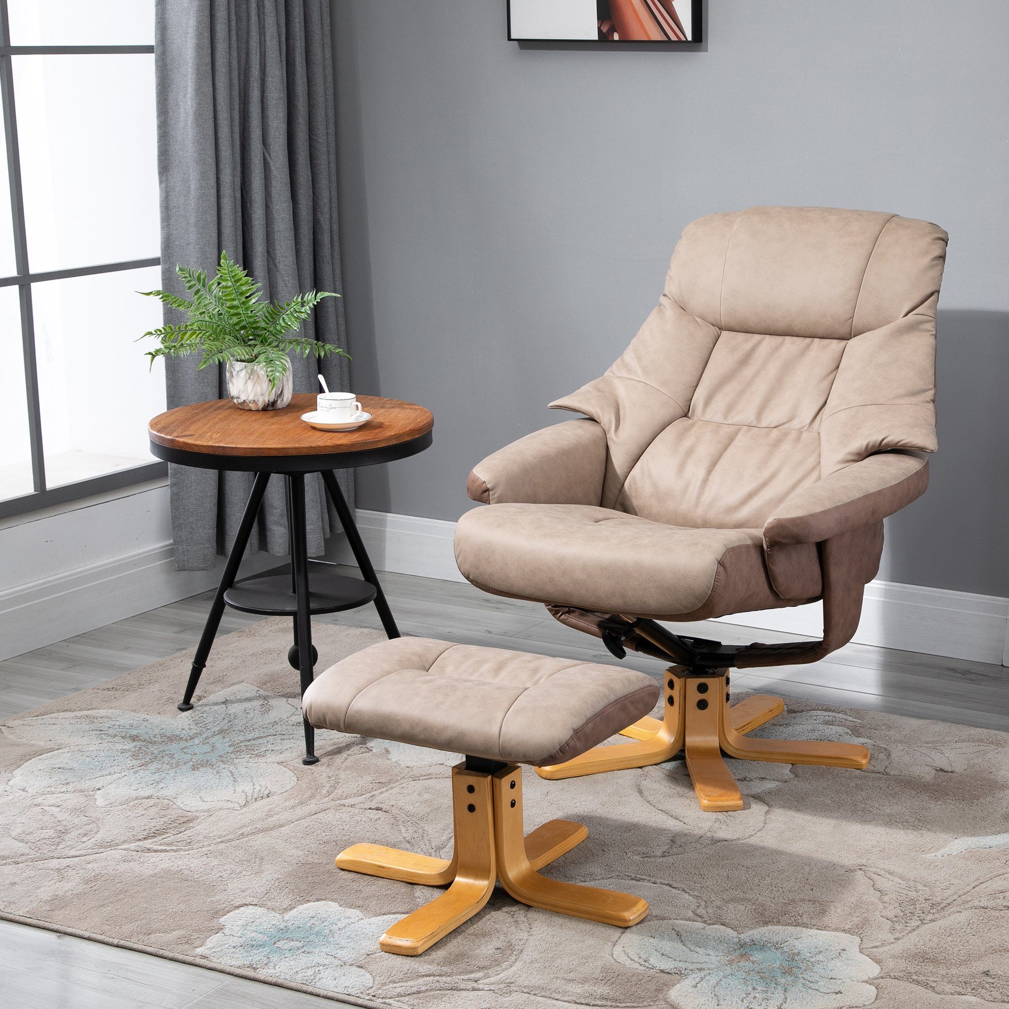 HOMCOM Polsterstuhl Relaxsessel mit Hocker (Polstersessel, günstig online kaufen