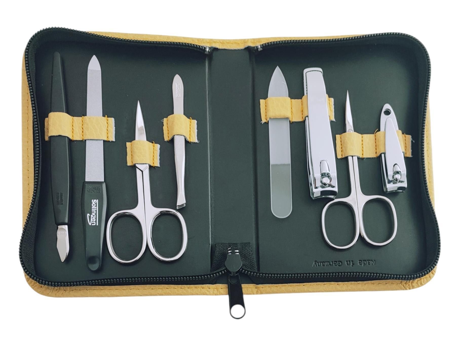 EloModa Maniküre-Kosmetik-Etui 8-teiliges Maniküre-Set Echtleder Etui · Solingen Instrumente · Made, 8 tlg., Made in Germany