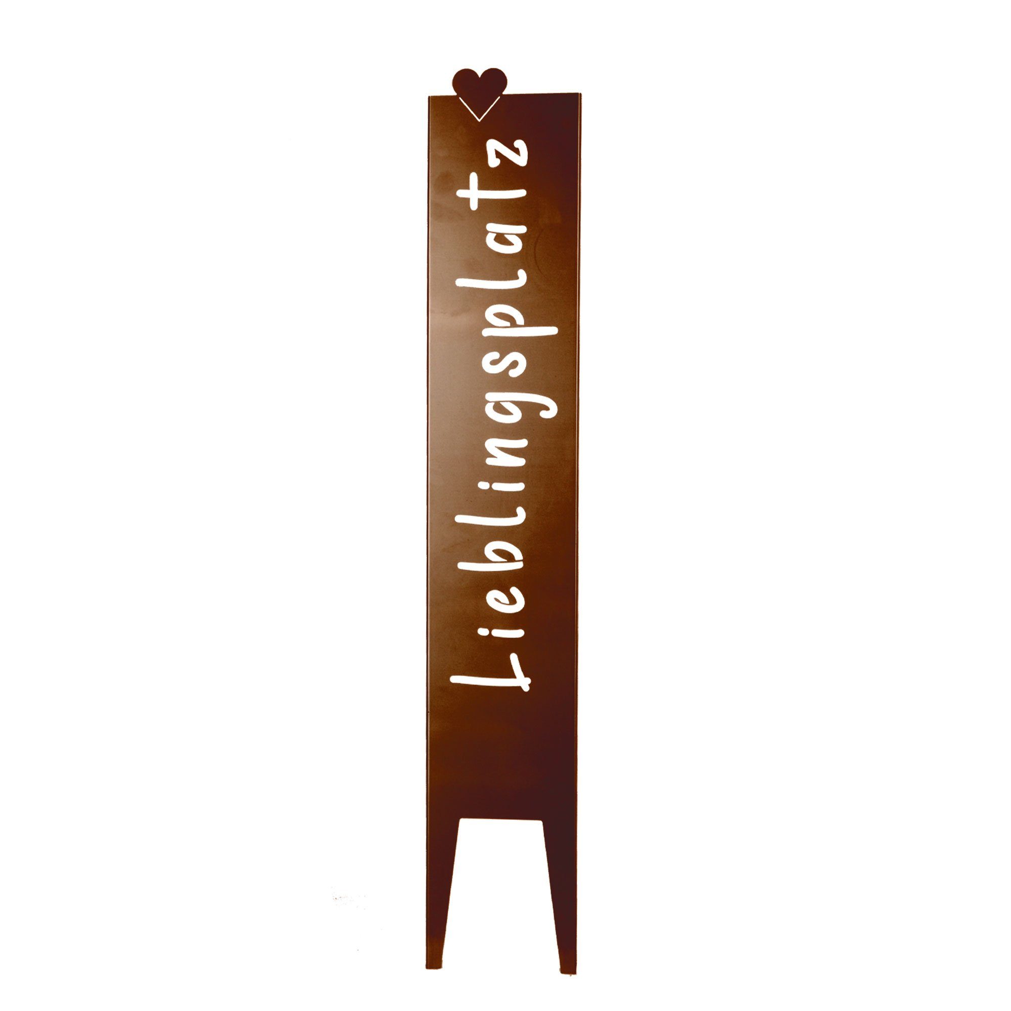 UNUS GARDEN Gartenstecker Gartenstecker groß Schild Lieblingsplatz Metallschild (1-St., ca. 115 x 19,5 cm (HxB), Rostoptik) Edelrost Gartenschild Dekospruch Deko Lieblingsplatz