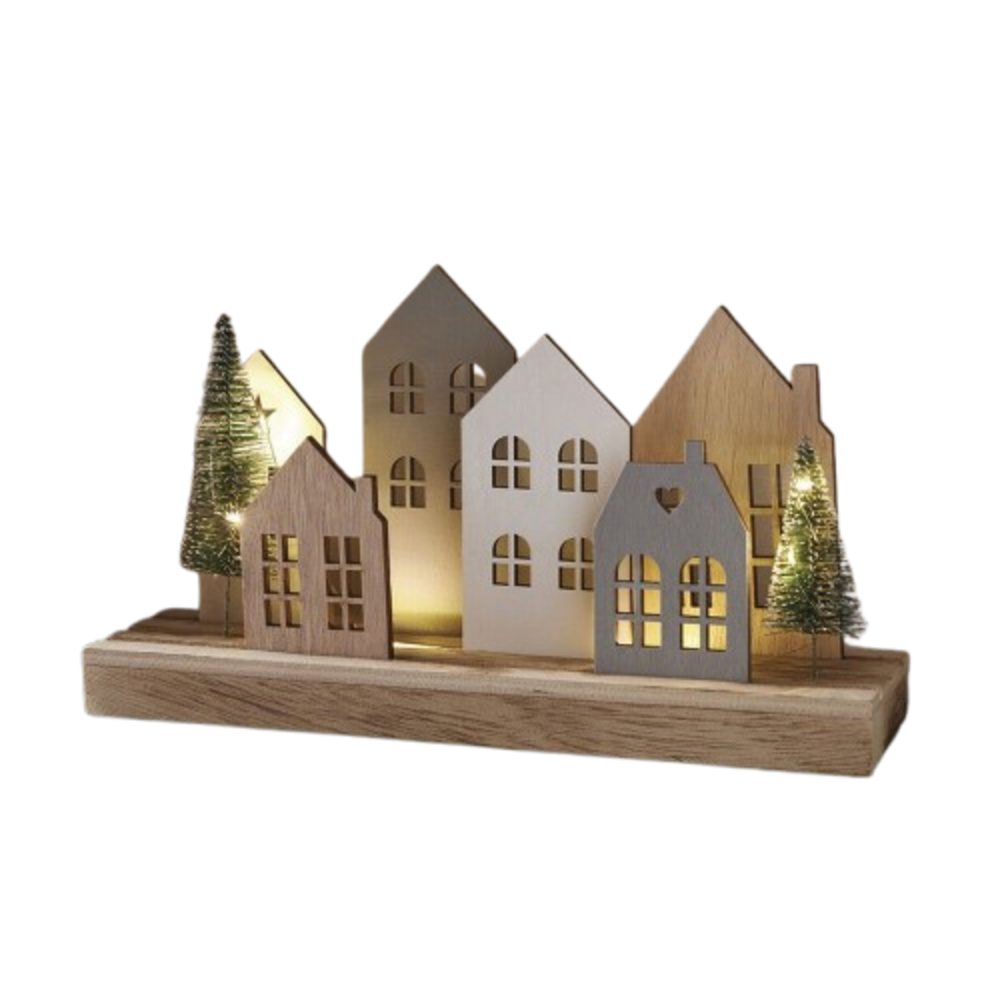 Home-trends24.de Weihnachtsdorf Weihnachtsdorf Häuser LED Board Weihnachtsdeko LED Deko