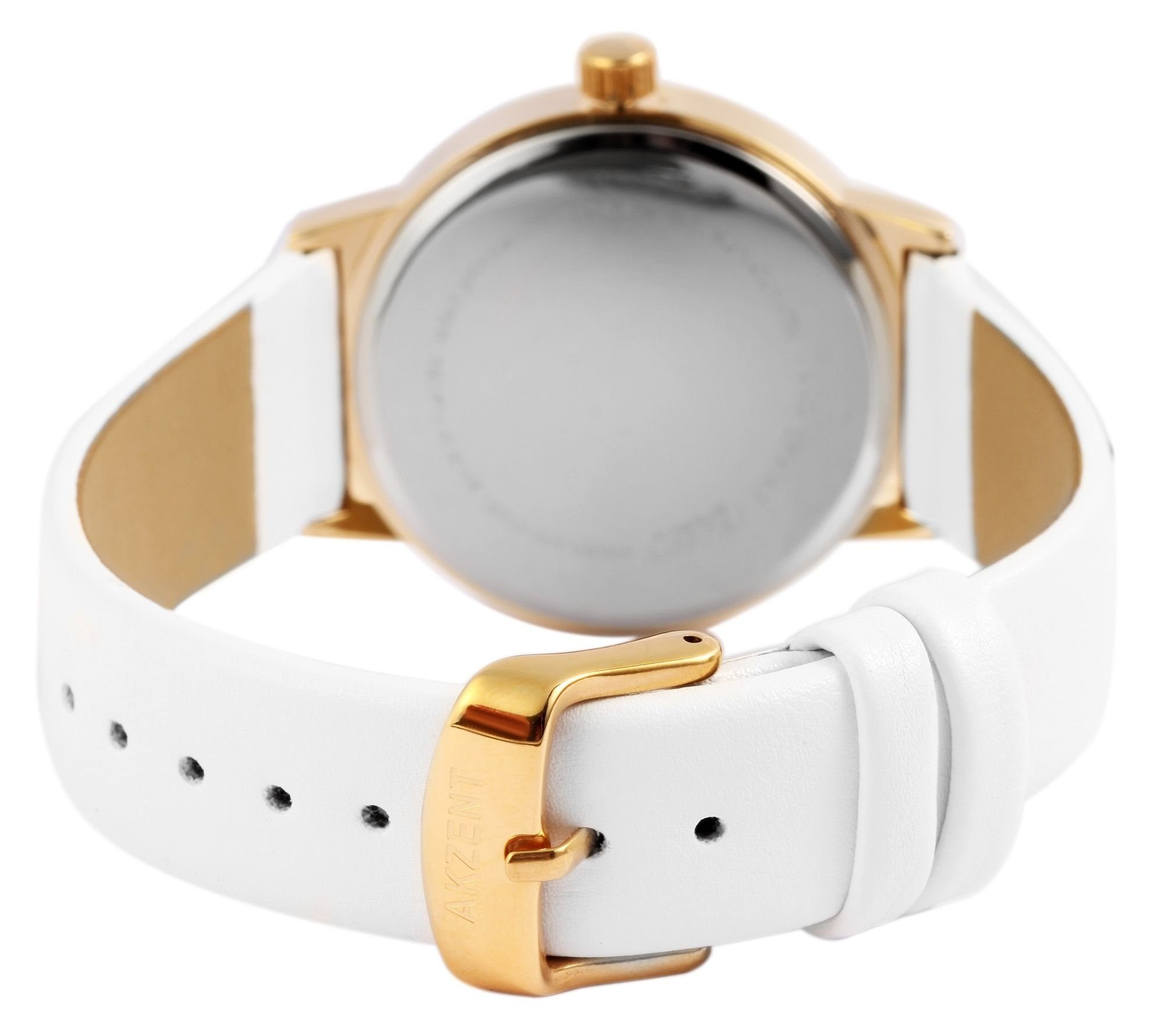 goldfarbig Damen und AKZENT Quarzuhr Lederimitationsband Siwar Simili mit Armbanduhr