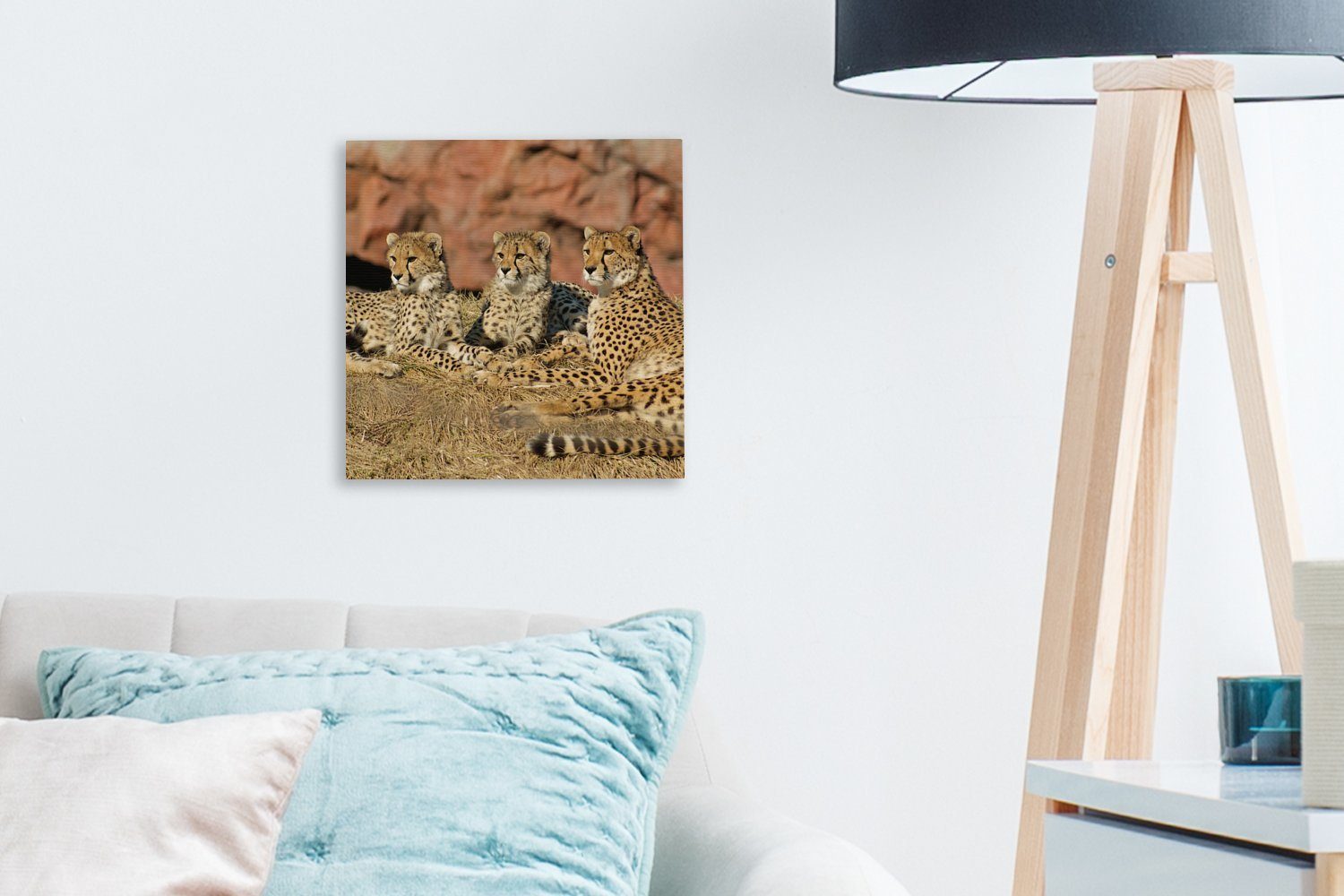 Leinwandbild Leinwand Gepardenmutter (1 und Bilder Schlafzimmer St), OneMillionCanvasses® für -junge, Wohnzimmer