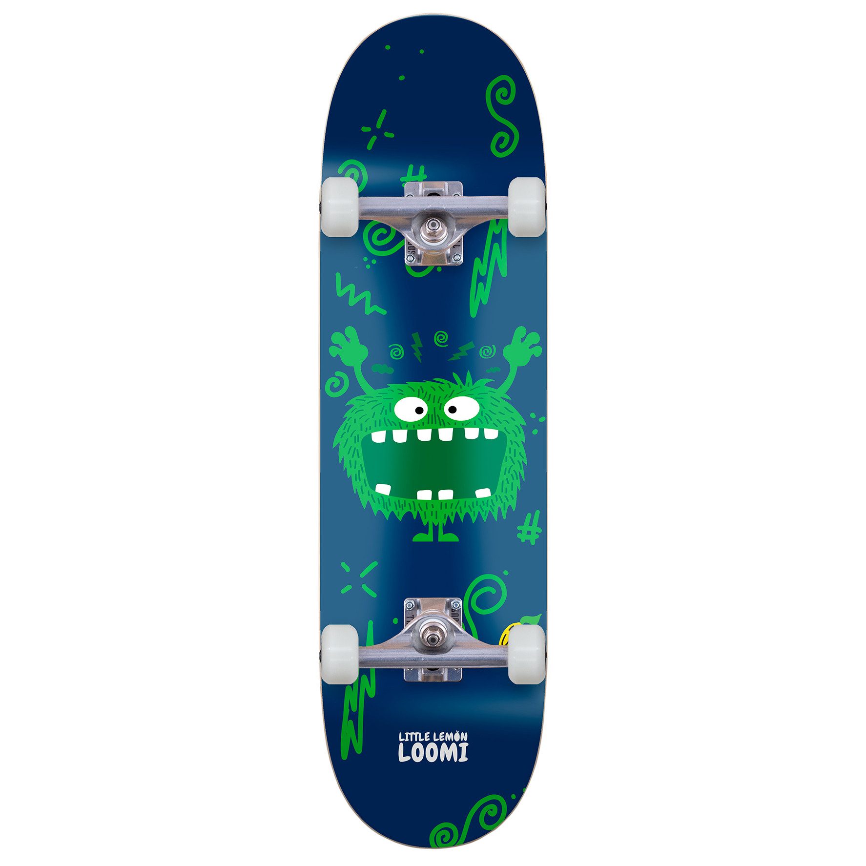 Little Lemon Loomi Skateboard Monster Green, für Kinder von 4-10 Jahren - in verschiedenen Größen