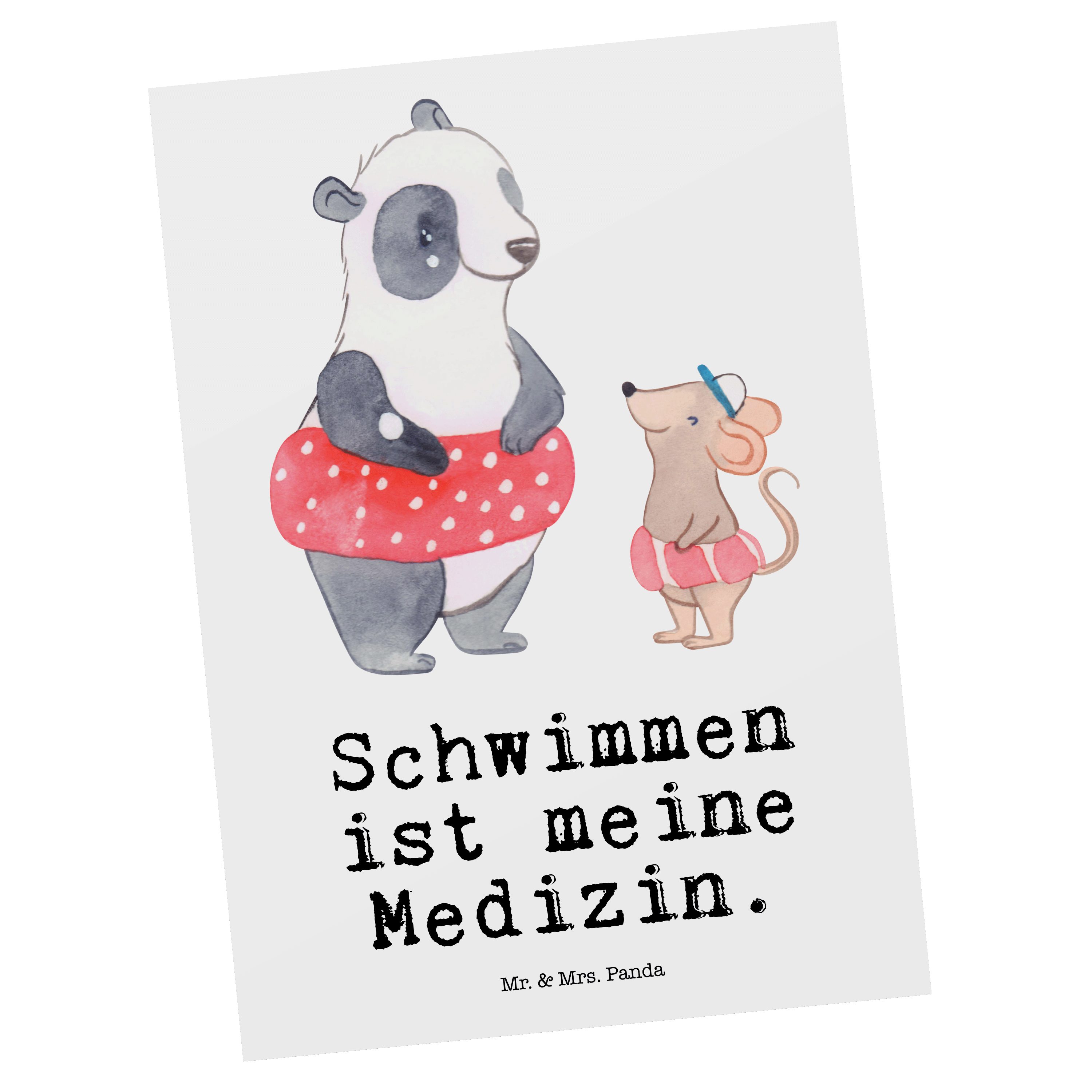 Otter Mr. Postkarte Mrs. & Medizin - - Schwimmen Panda Ansichtskarte, Weiß Geschenk, Einladung