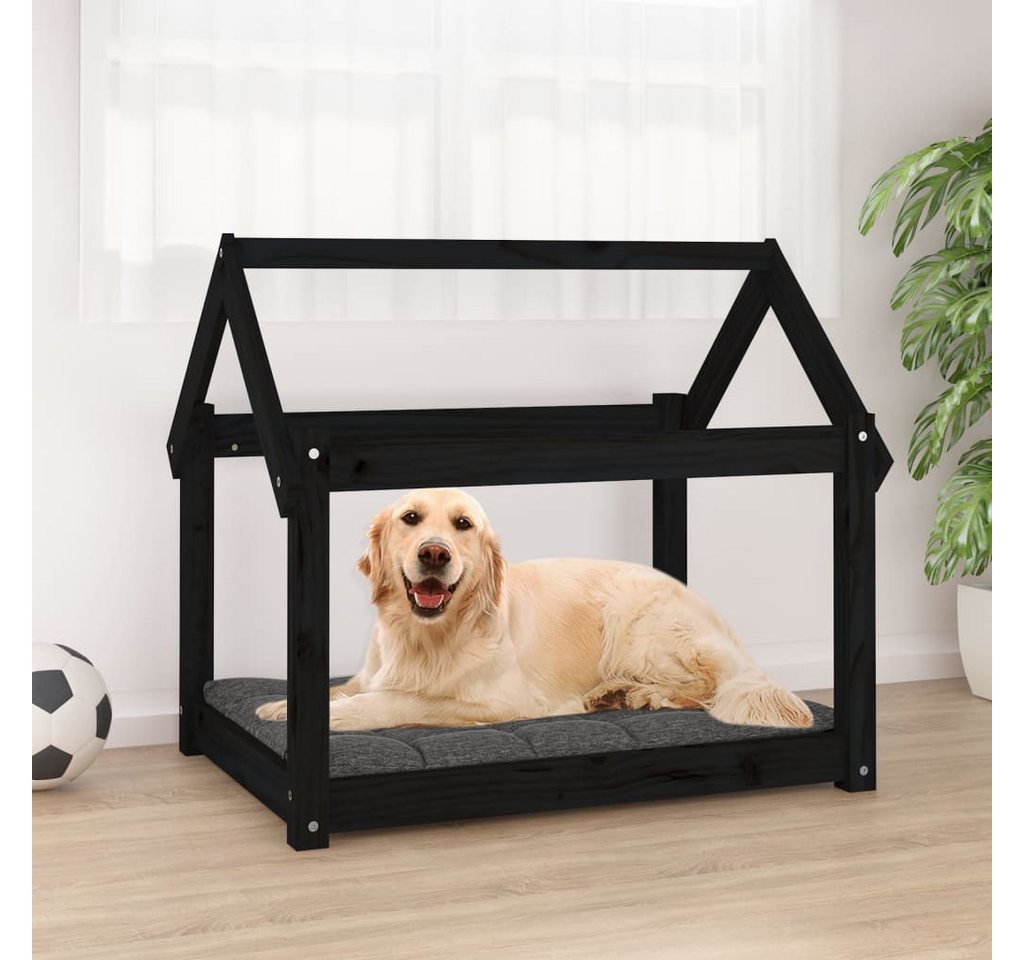 Thumbnail - vidaXL Tierbett, Hundebett Schwarz 81x60x70 cm Massivholz Kiefer