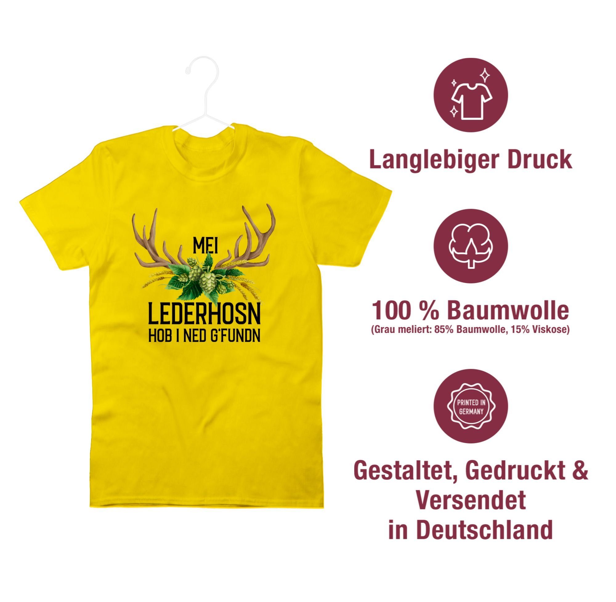 g'fundn - Oktoberfest Gelb hob Shirtracer und Hopfen T-Shirt Herren i 03 für Weizen Mode Hirschgeweih Lederhosn ned Mei
