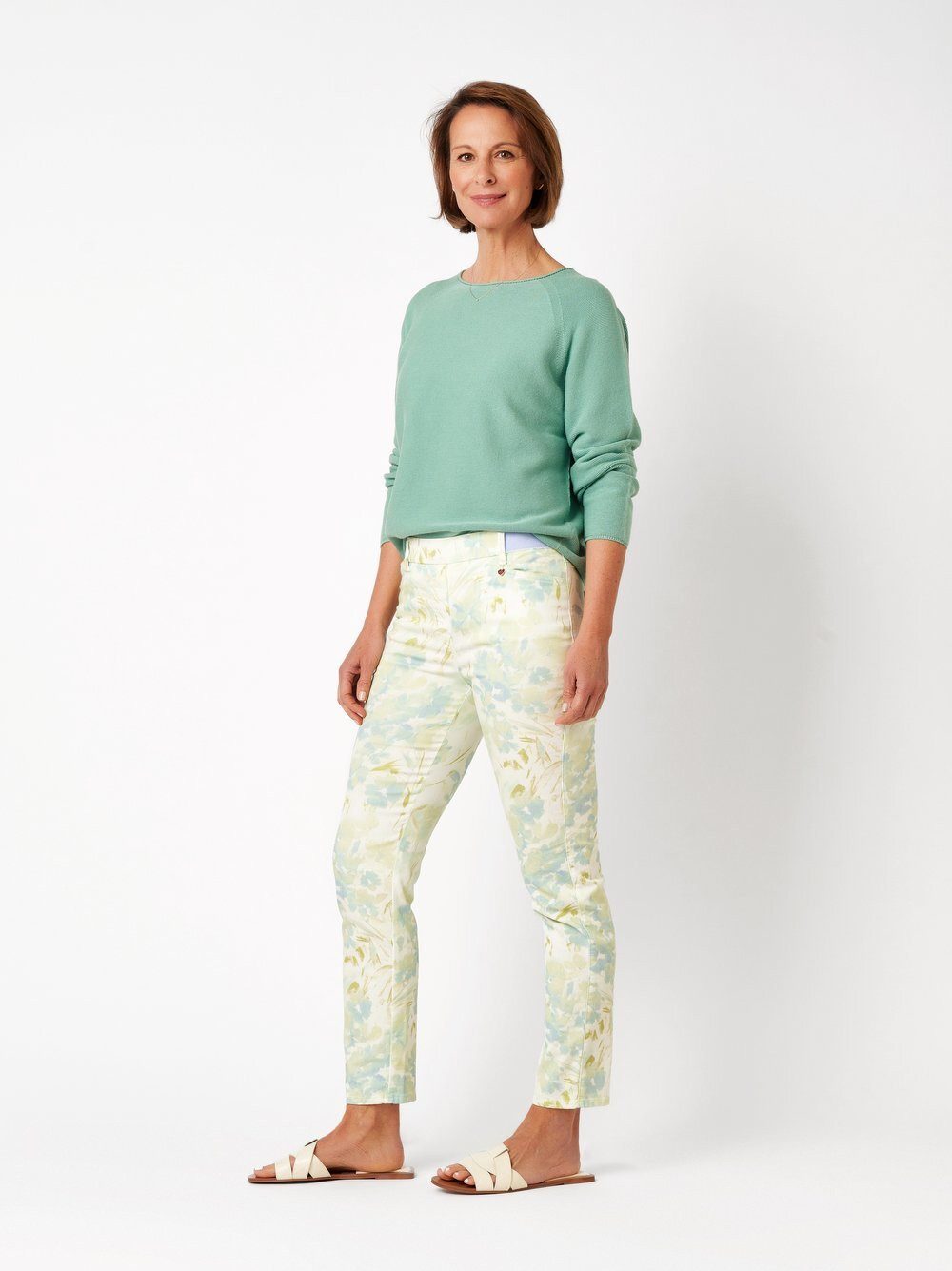 Relaxed by TONI Stretch-Hose Alice Slim 7/8 mit kreativem Blumenmuster