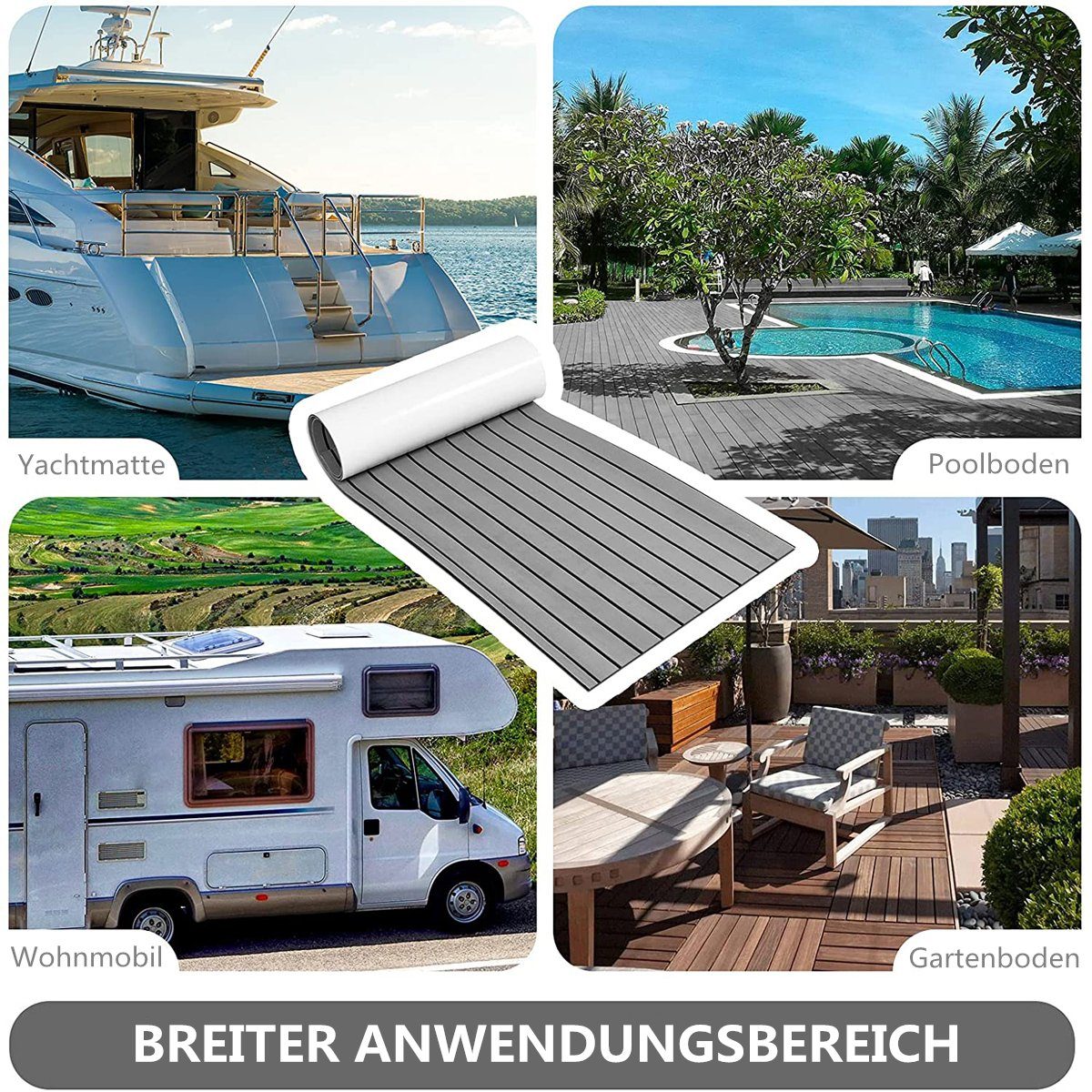 Insma Bodenmatte, EVA Schaum Selbstklebend Yacht Deck 240x90CM/240x60CM